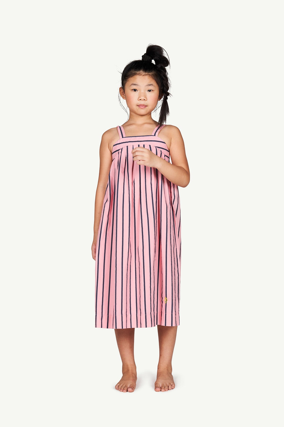 Robe en coton rayée rose pour filles