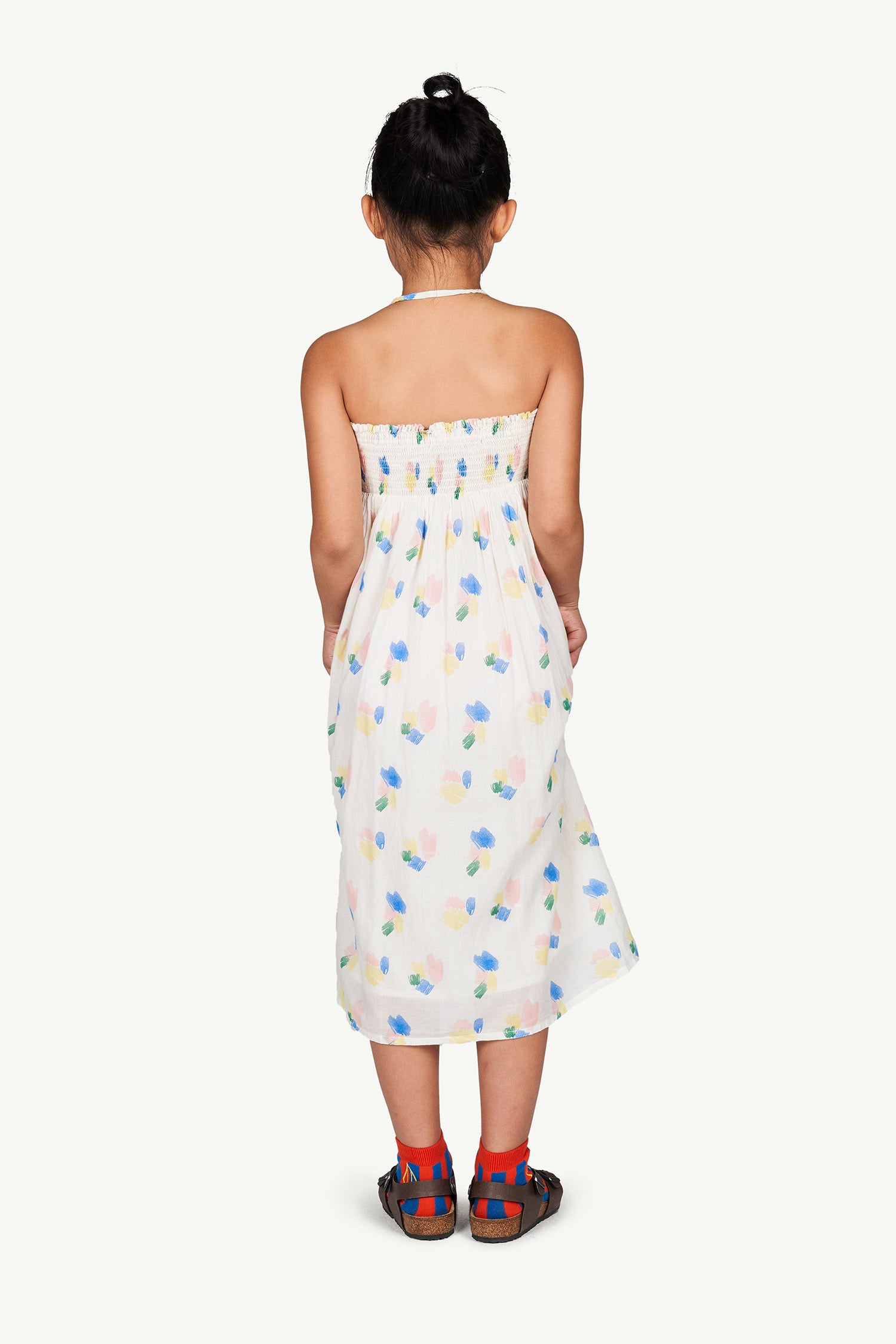 Girls White Painted Cotton Dress