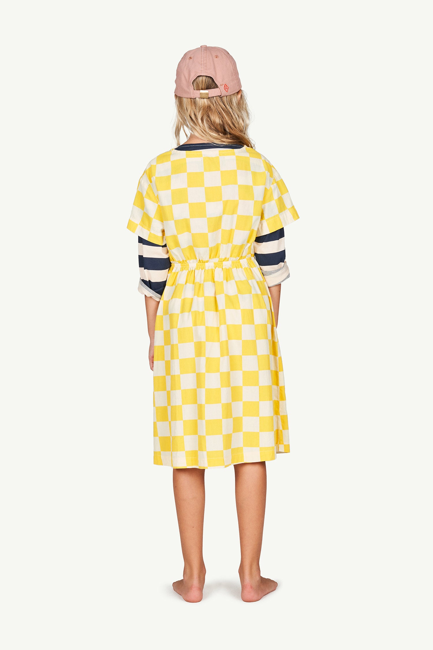 Girls Yellow Squares Cotton Dress