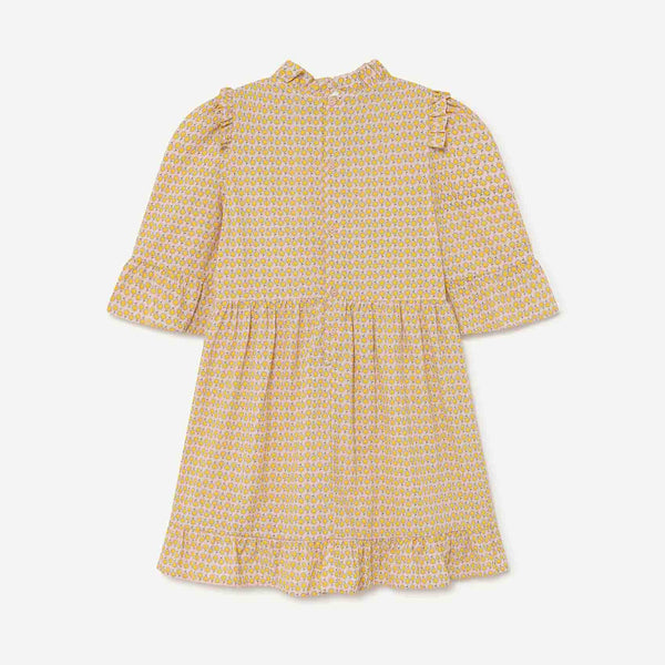Girls Yellow Check Dress