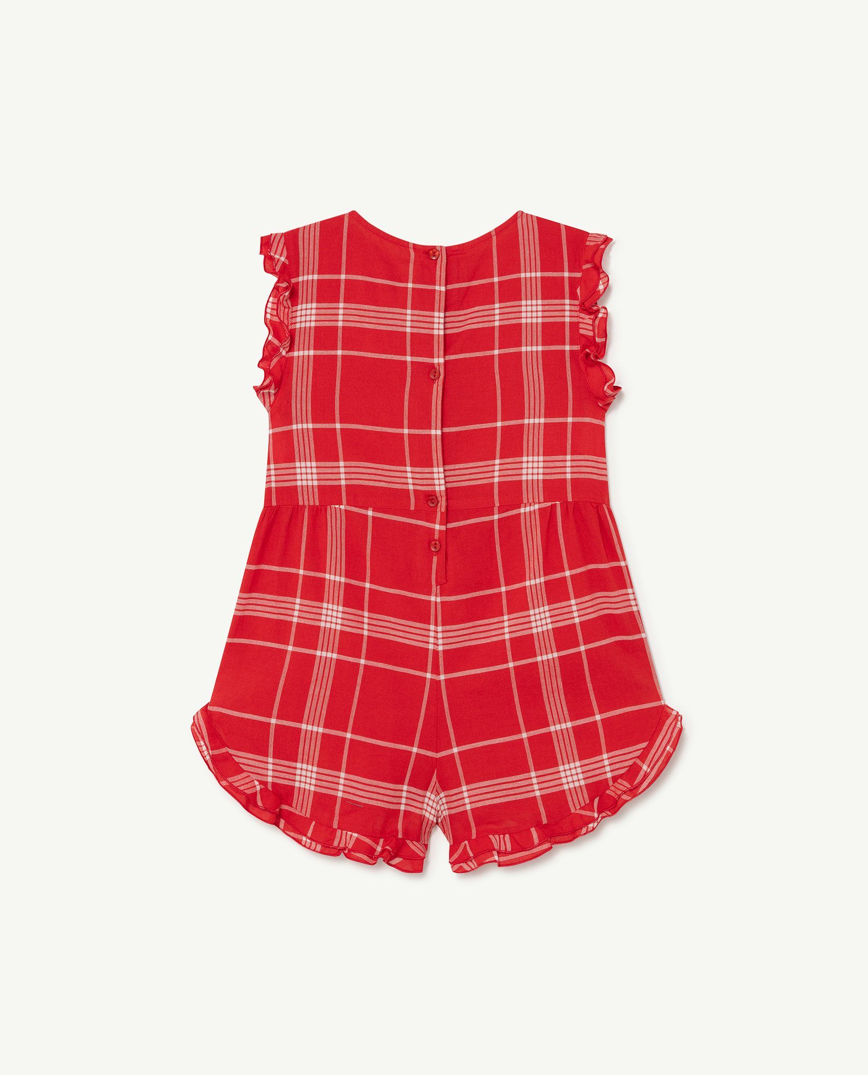 Girls Red Check Jumpsuit