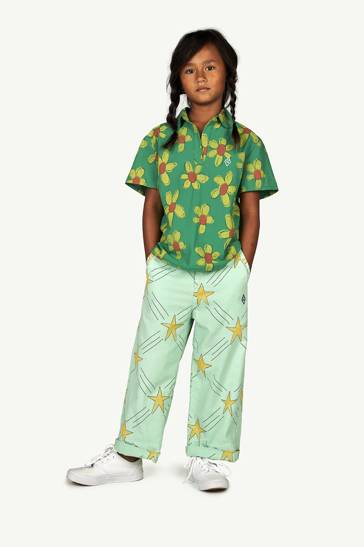 Boys & Girls Green Cotton Trousers