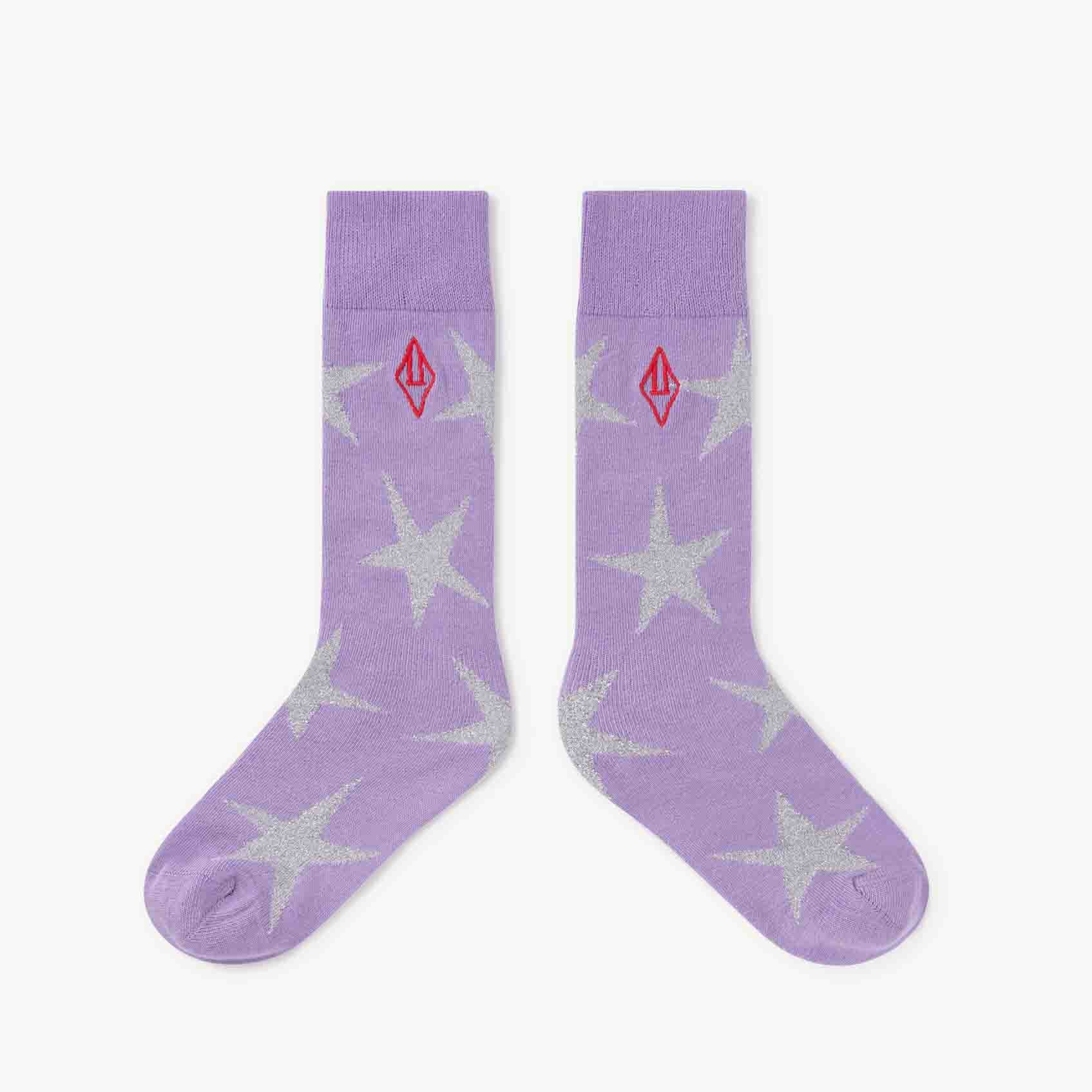 Girls Purple Star Cotton Socks