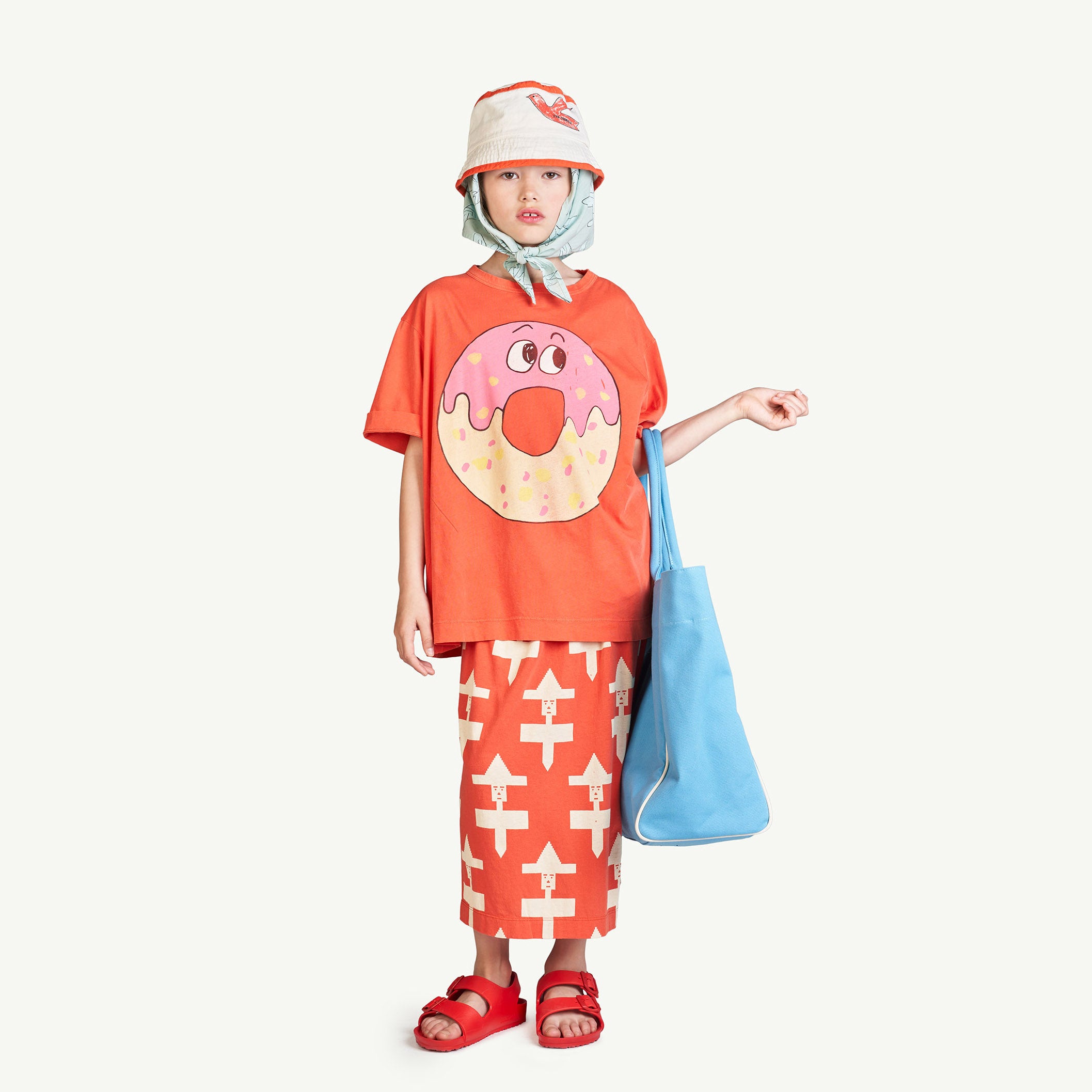 Boys & Girls Red Printed Cotton T-Shirt