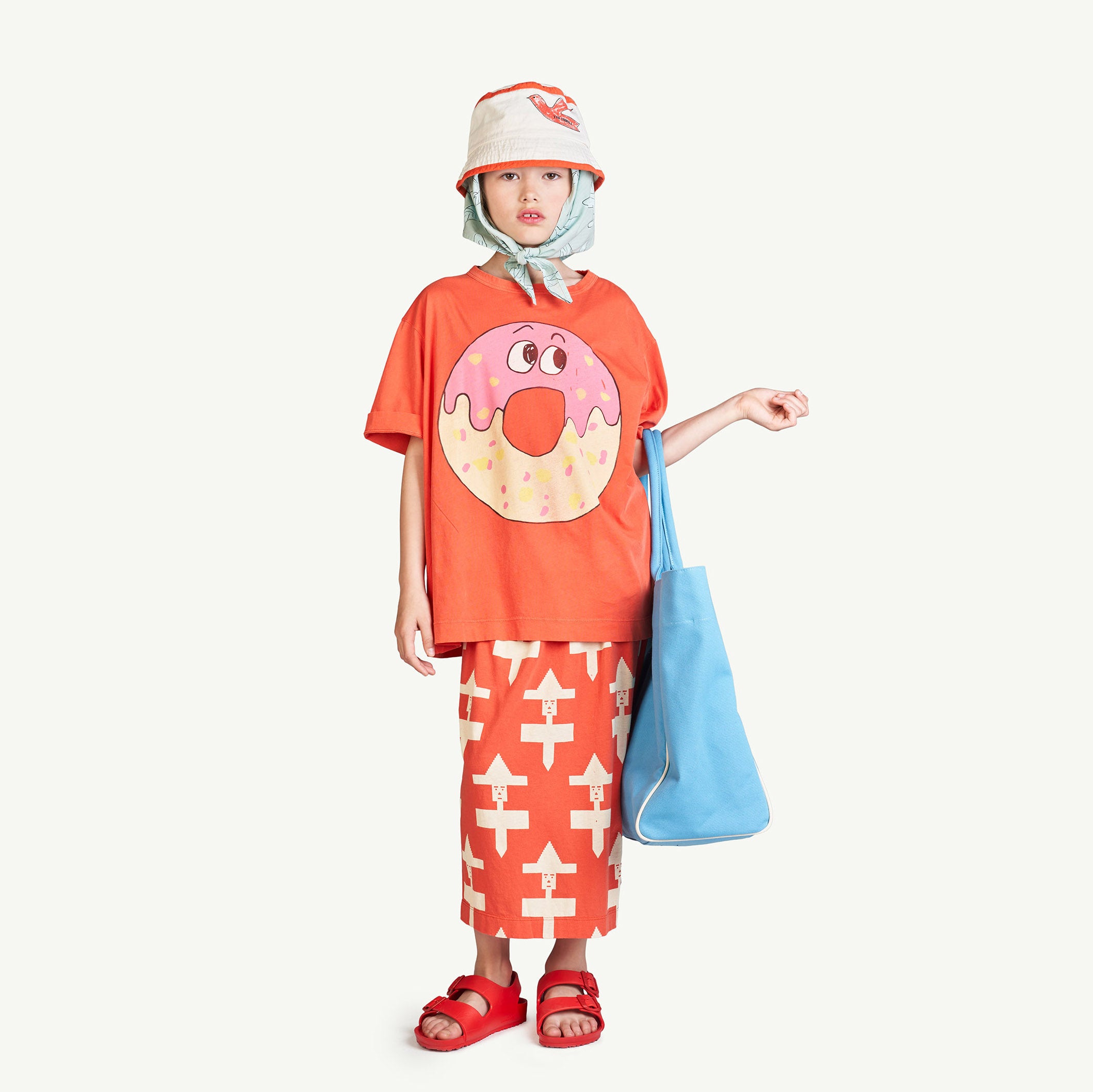 Girls Red Form Cotton Skirt