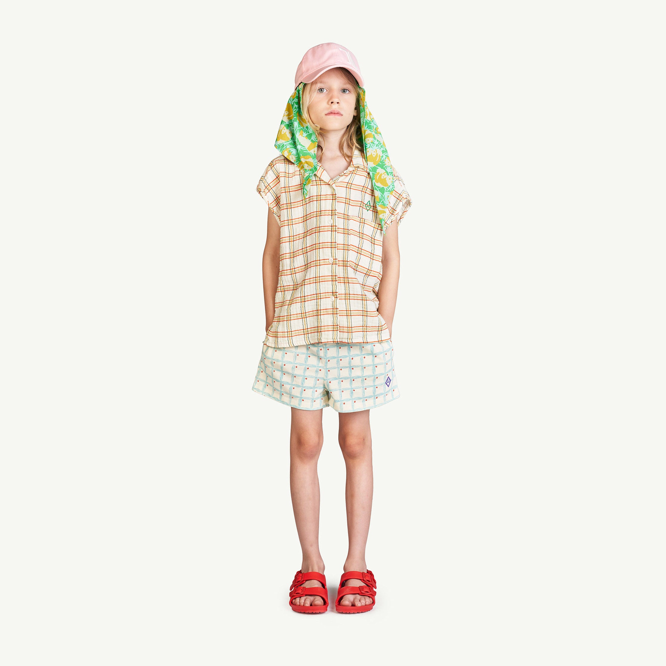 Boys & Girls White Check Cotton Shorts