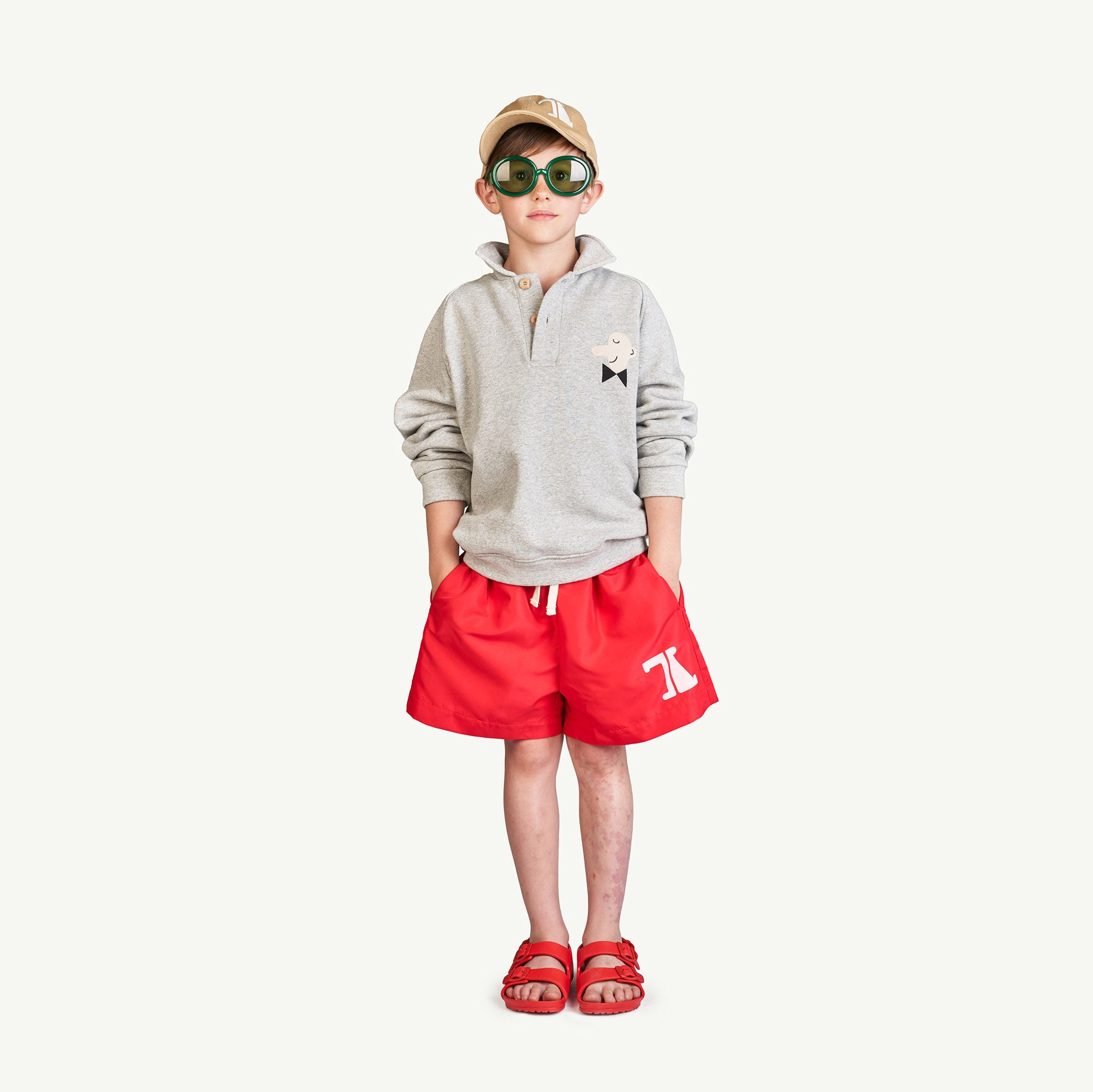 Boys & Girls Red Logo Swim Shorts