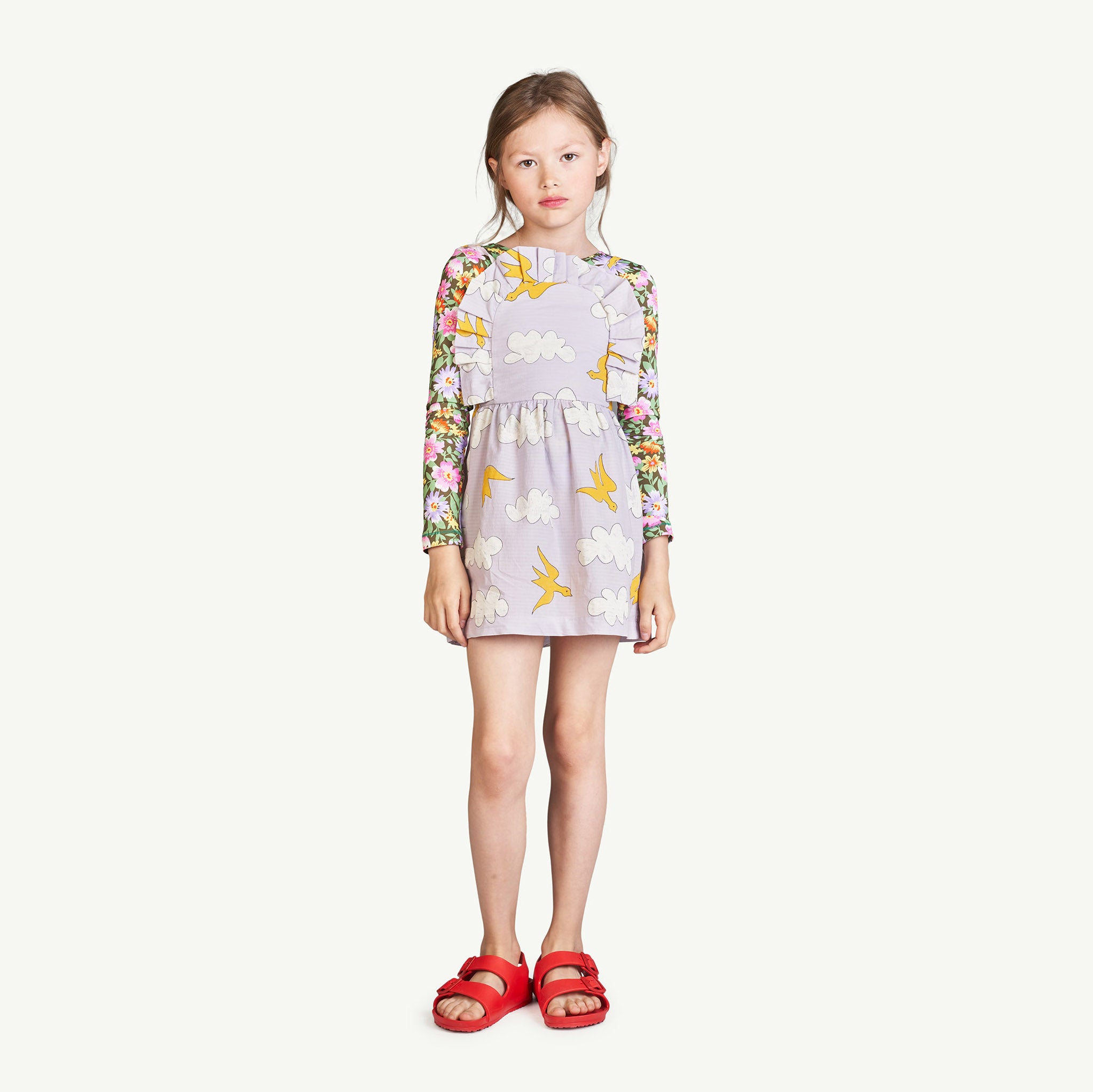 Girls Lilac Printed Cotton Dress