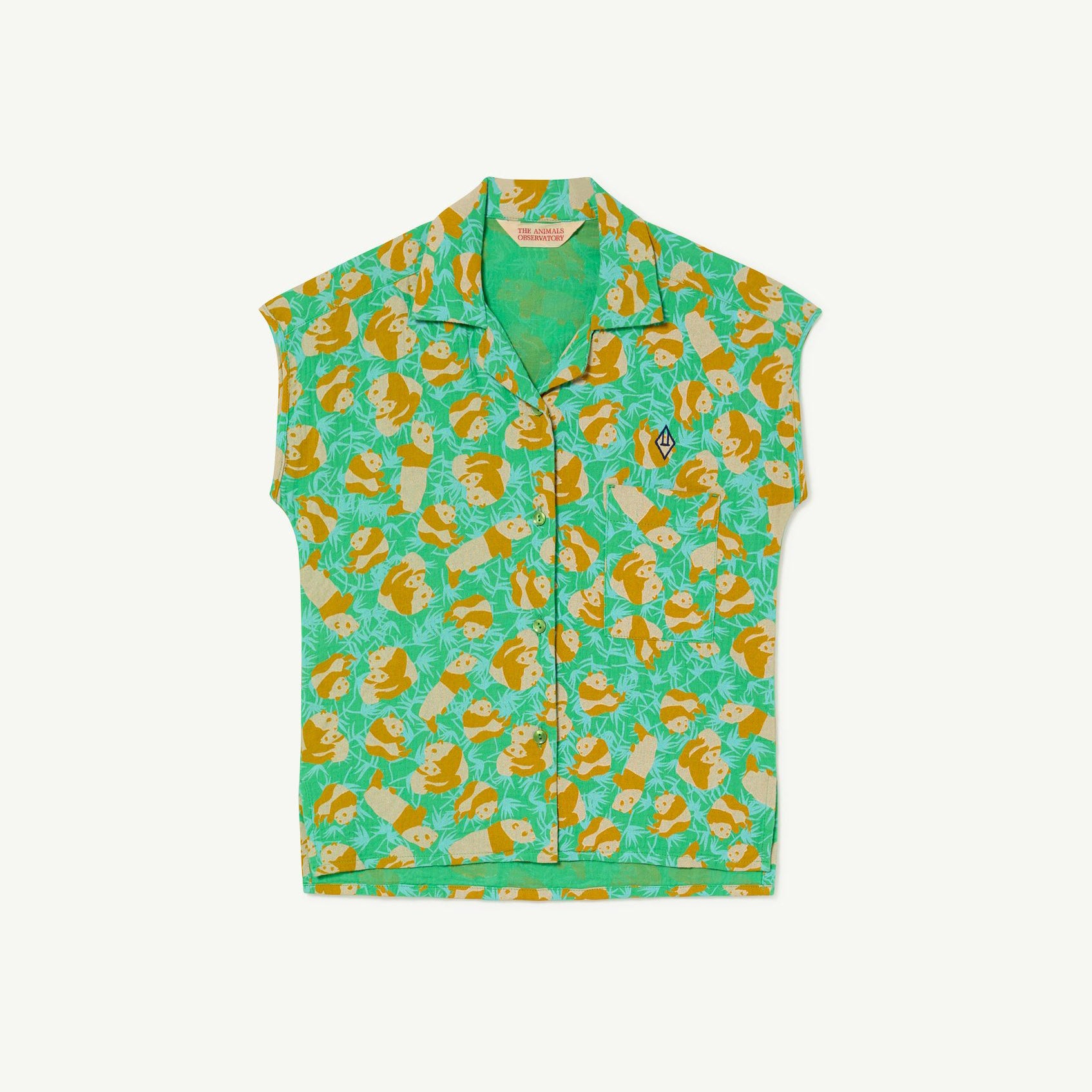 Boys & Girls Green Panda Cotton Shirt