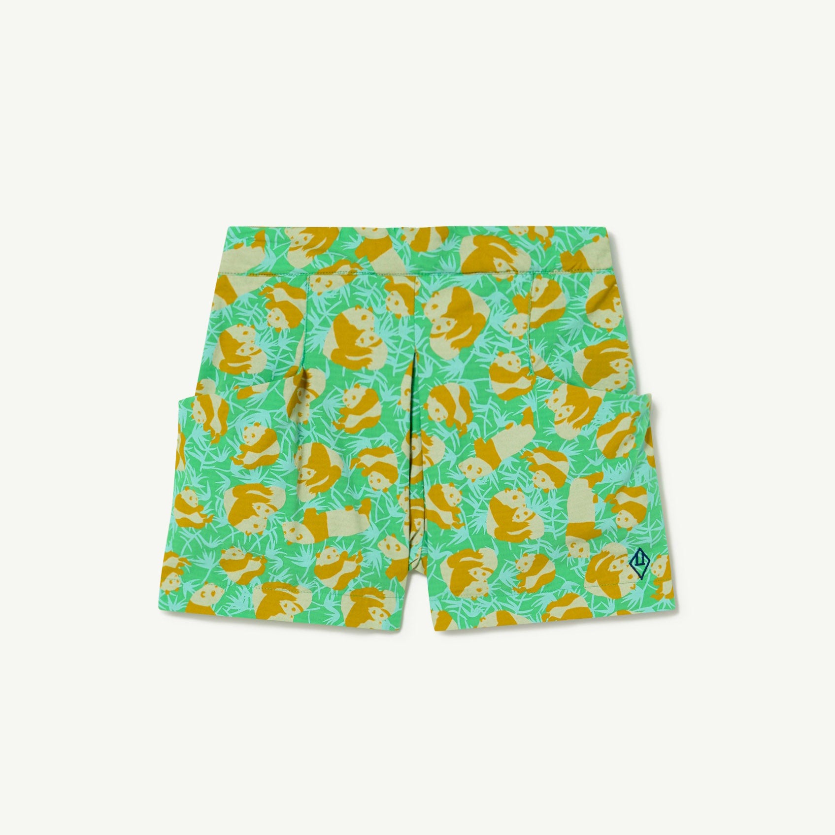 Girls Green Panda Cotton Shorts