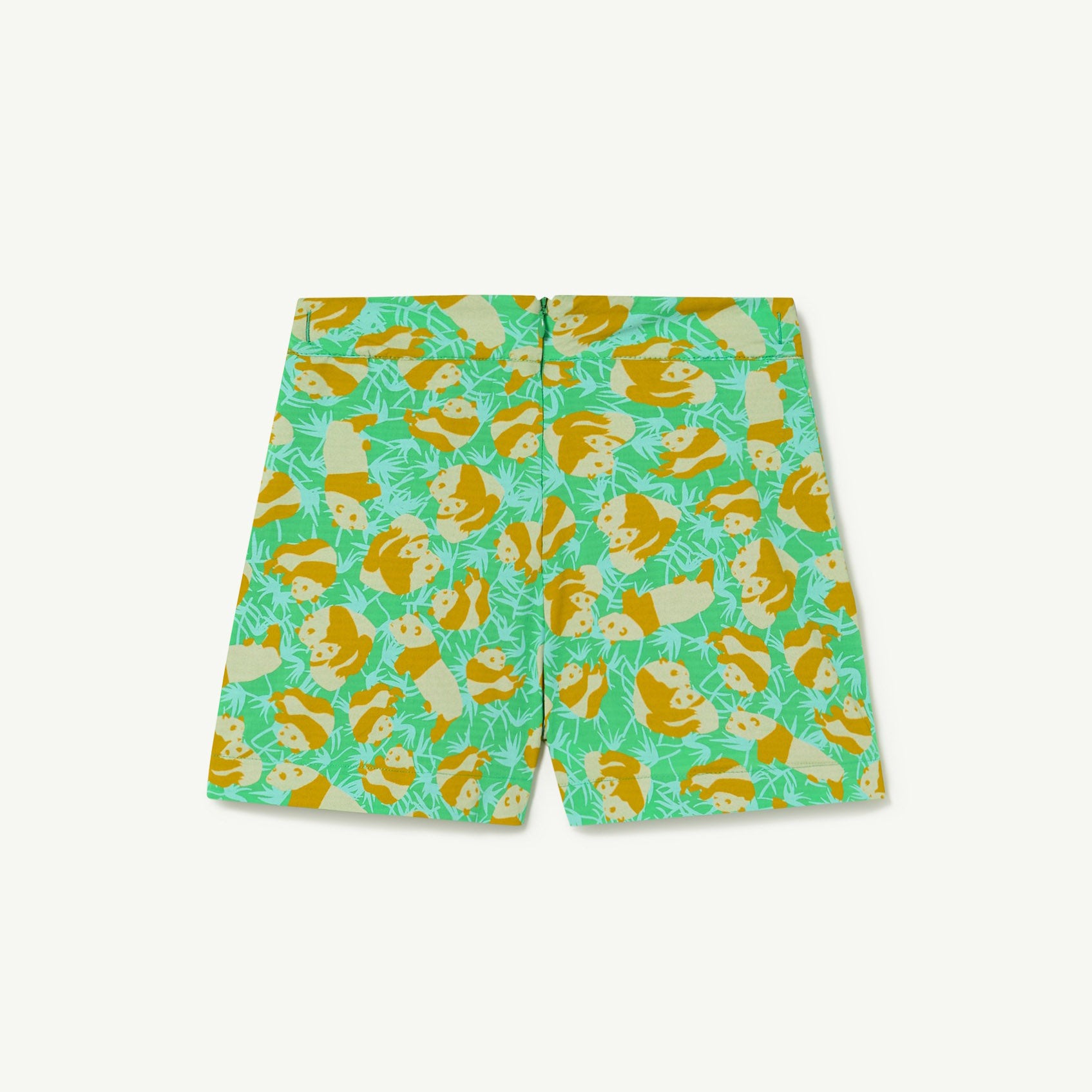 Girls Green Panda Cotton Shorts