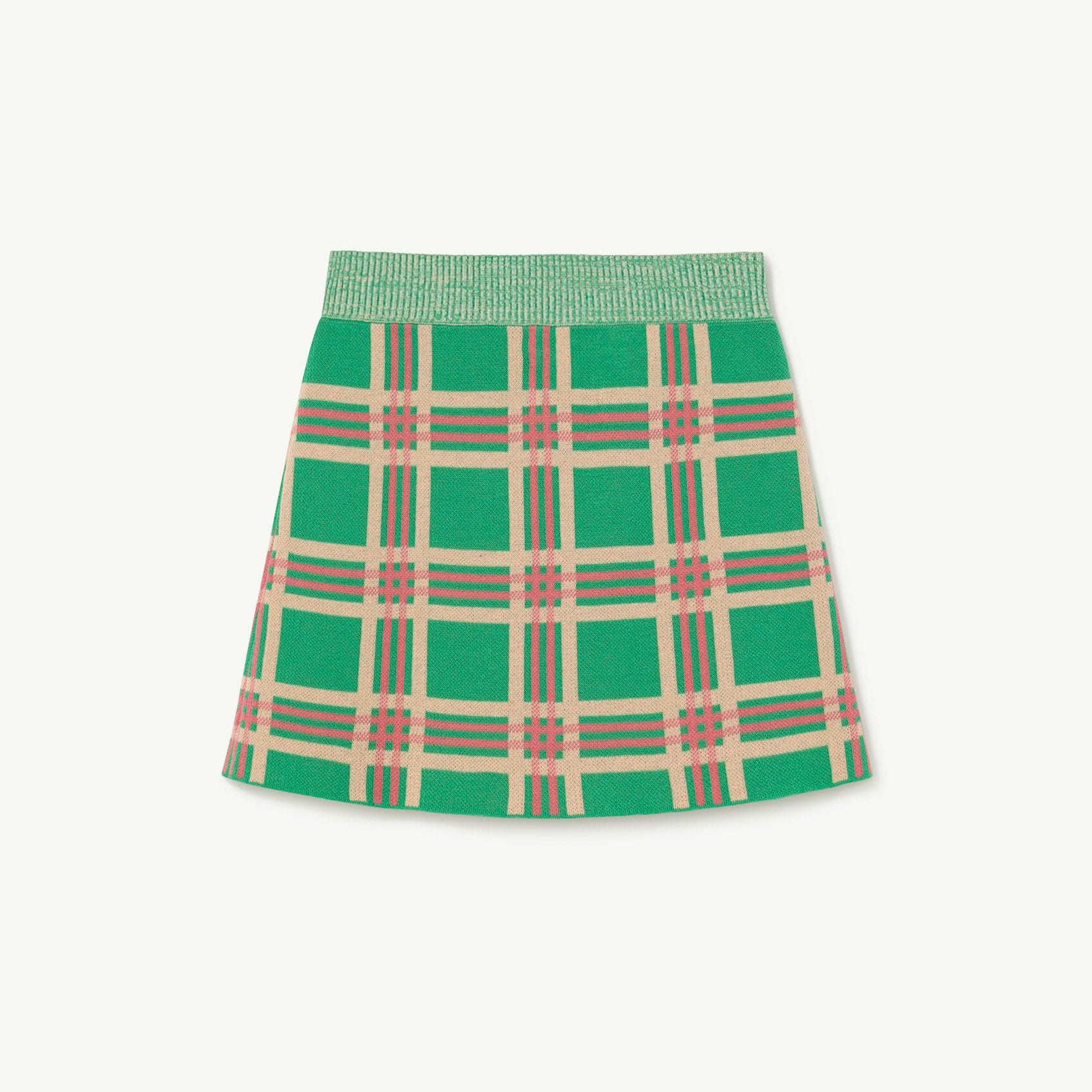 Girls Green Check Logo Cotton Skirt