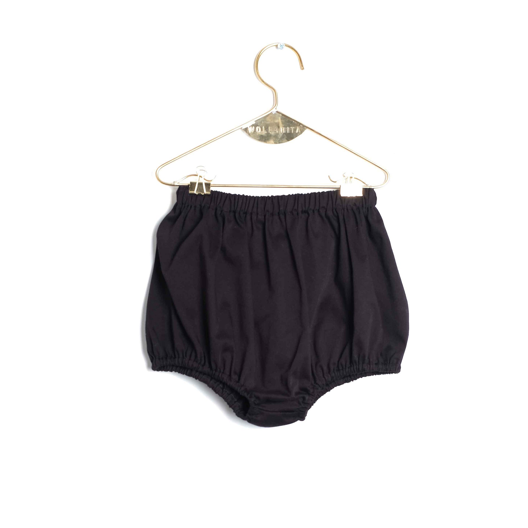 Girls & Boys Black Cotton Shorts
