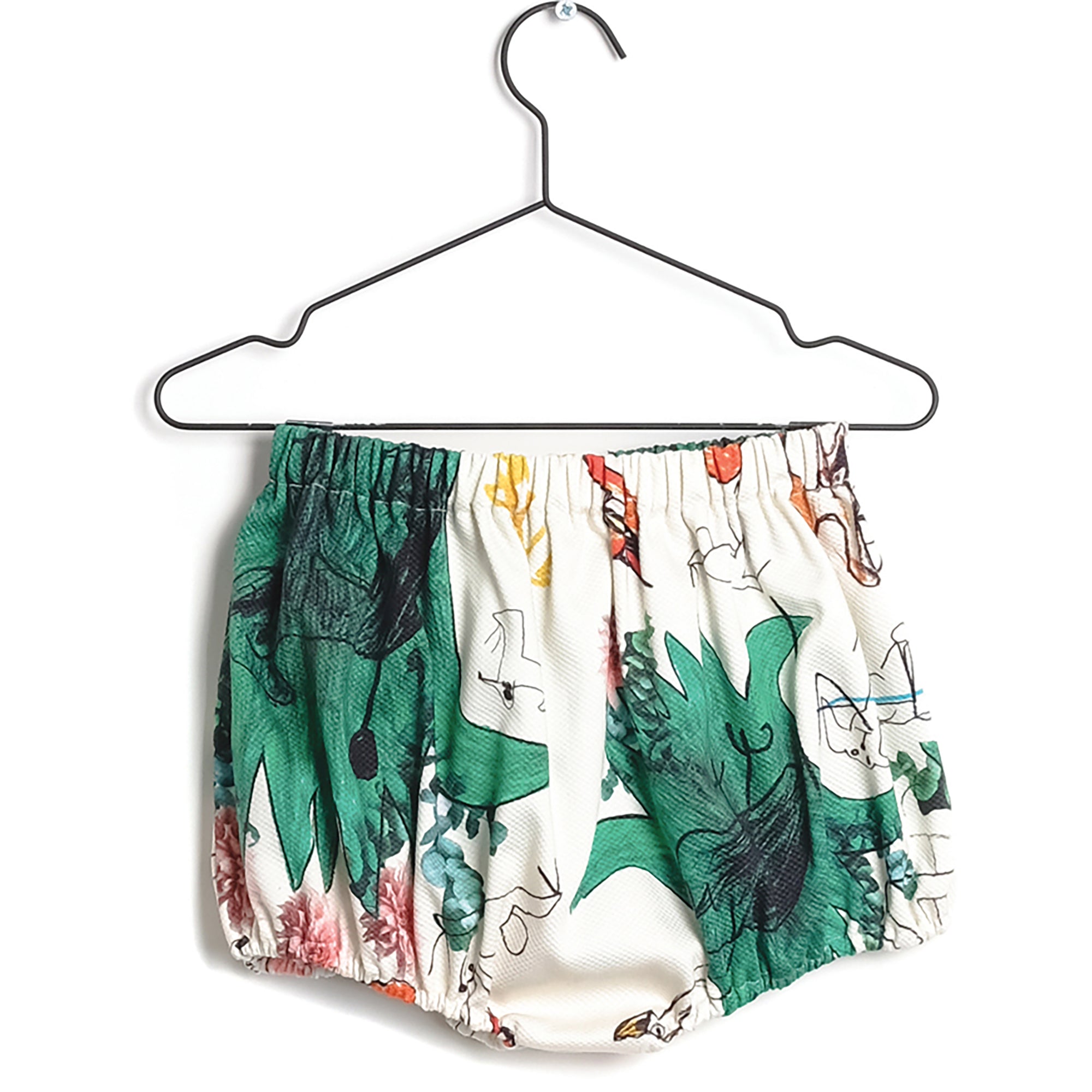Girls Green Printed Cotton Shorts