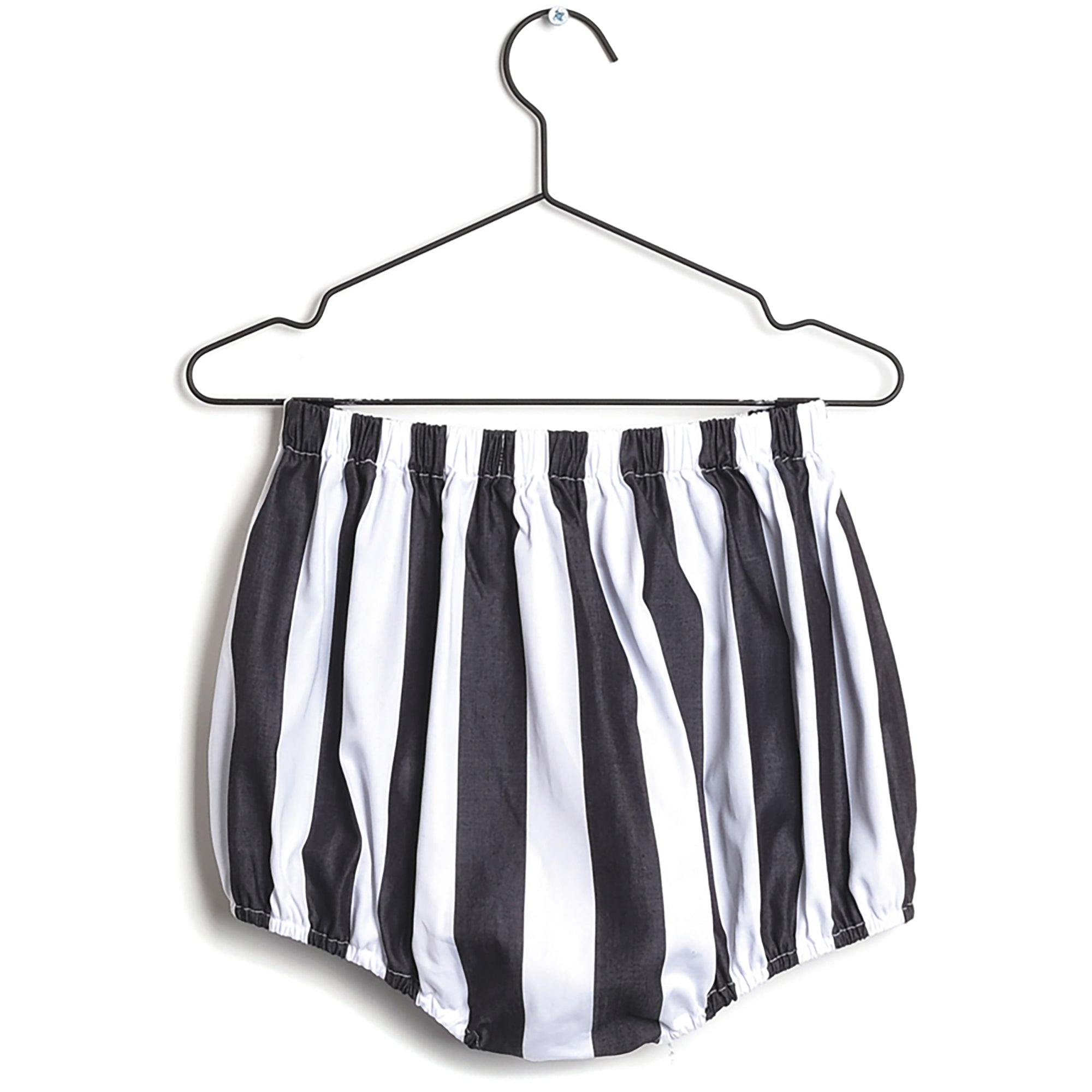 Girls Black Stripes Cotton Shorts