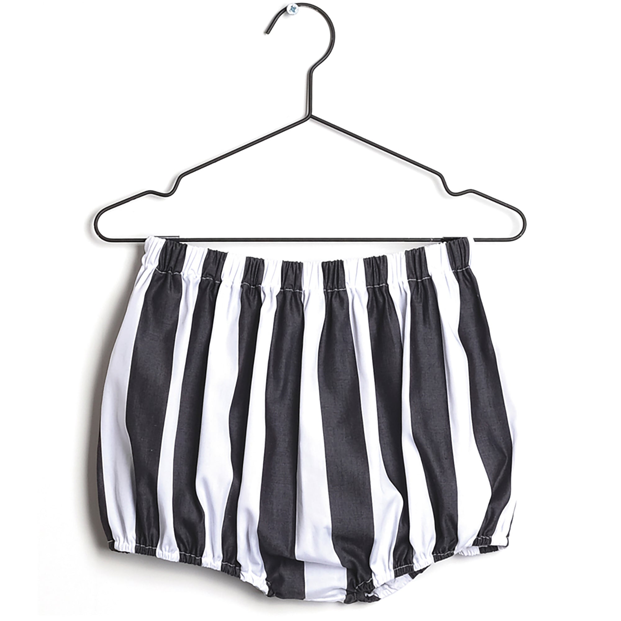 Girls Black Stripes Cotton Shorts