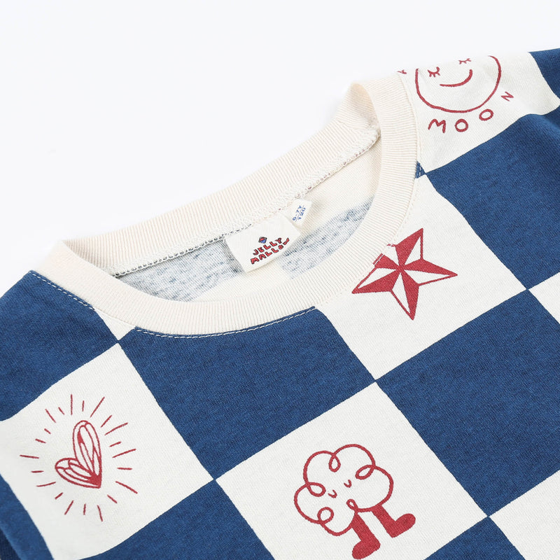 Girls Blue Square Cotton Dress