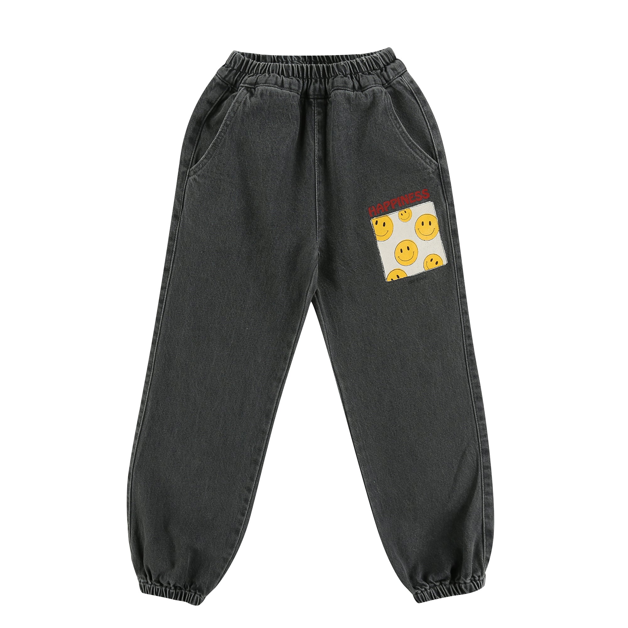 Boys & Girls Black Smile Denim Trousers