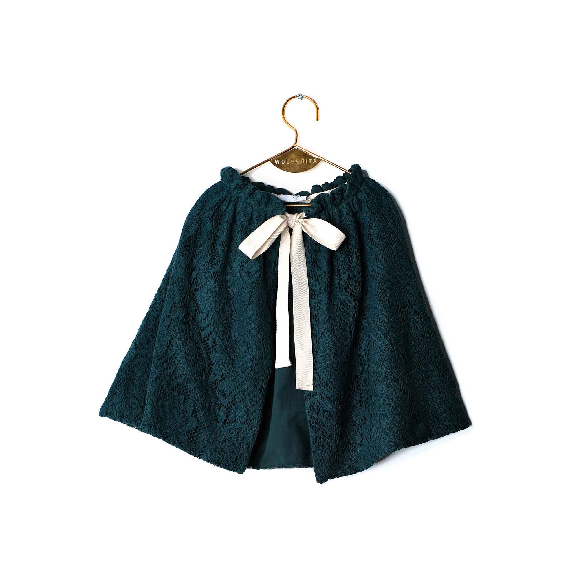 Girls Green Lace Cotton Skirt