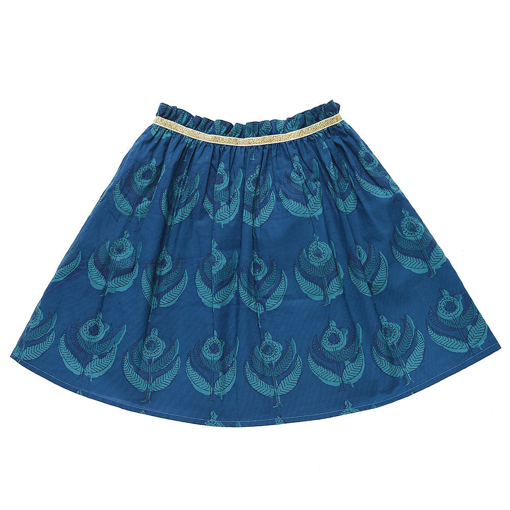 Girls Indigo Printed Trims Cotton 'Juno' Skirt - CÉMAROSE | Children's Fashion Store - 5