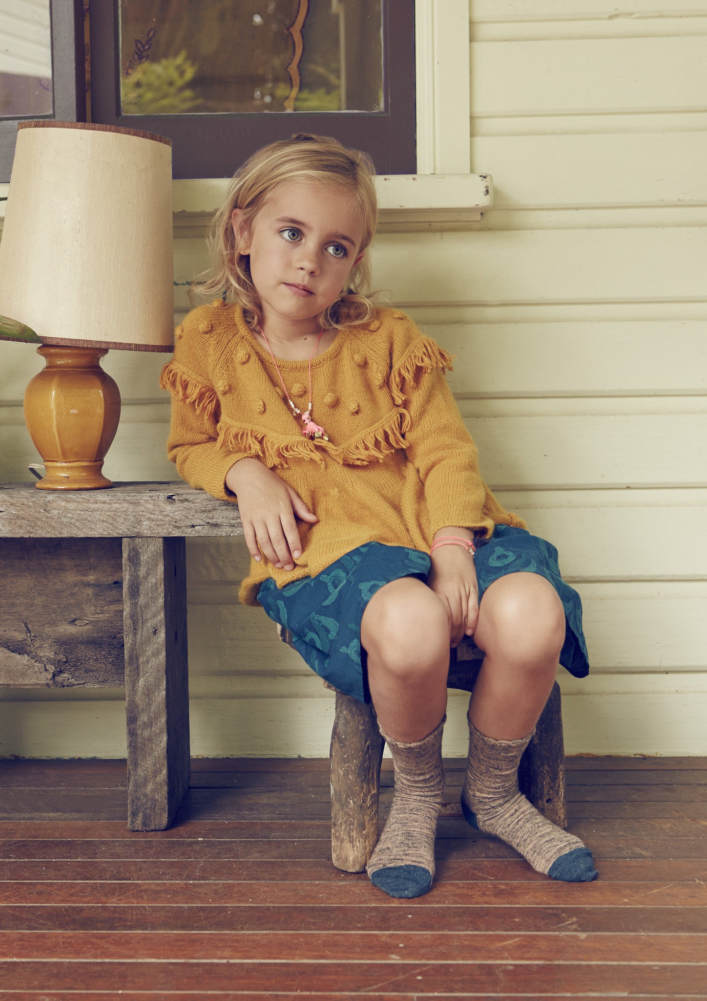 Girls Indigo Printed Trims Cotton 'Juno' Skirt - CÉMAROSE | Children's Fashion Store - 2