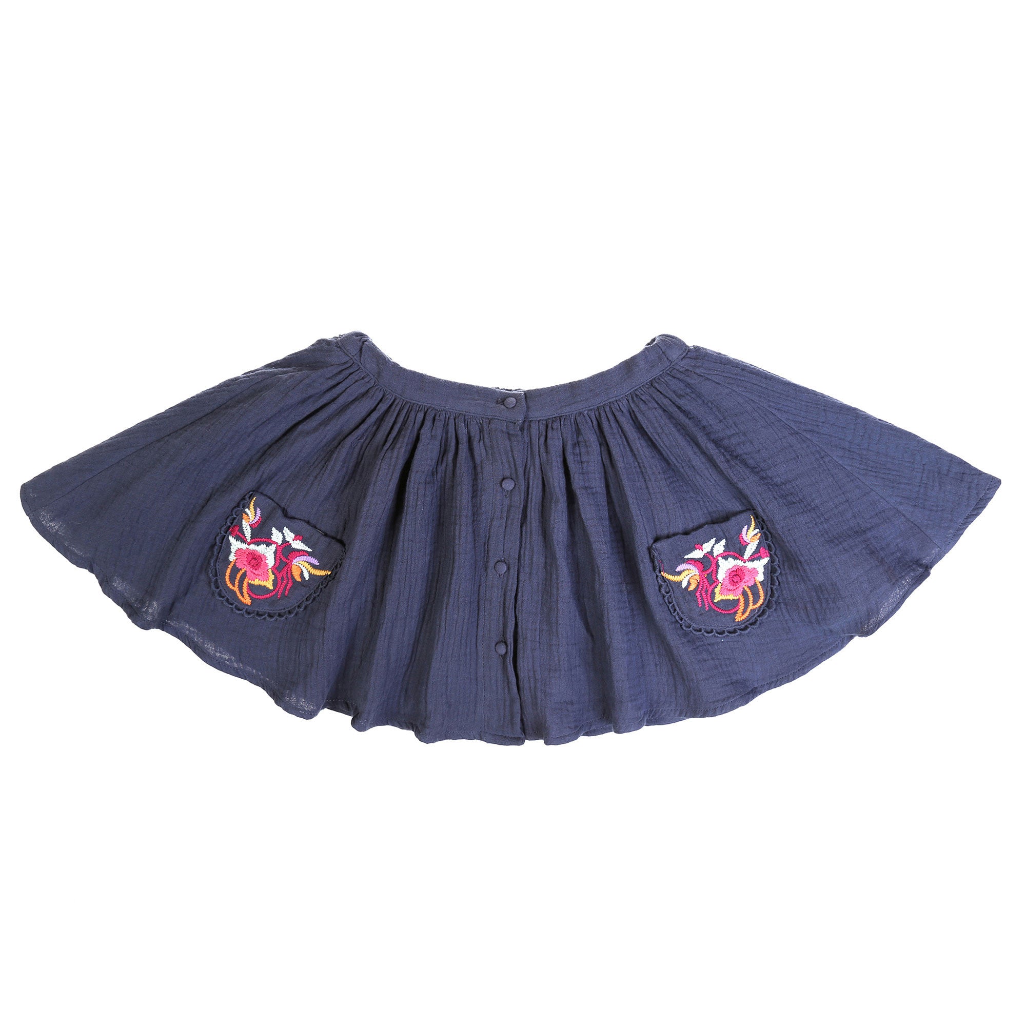 Girls Navy Blue Patch Pocket Cotton 'Siberie' Skirt - CÉMAROSE | Children's Fashion Store - 1