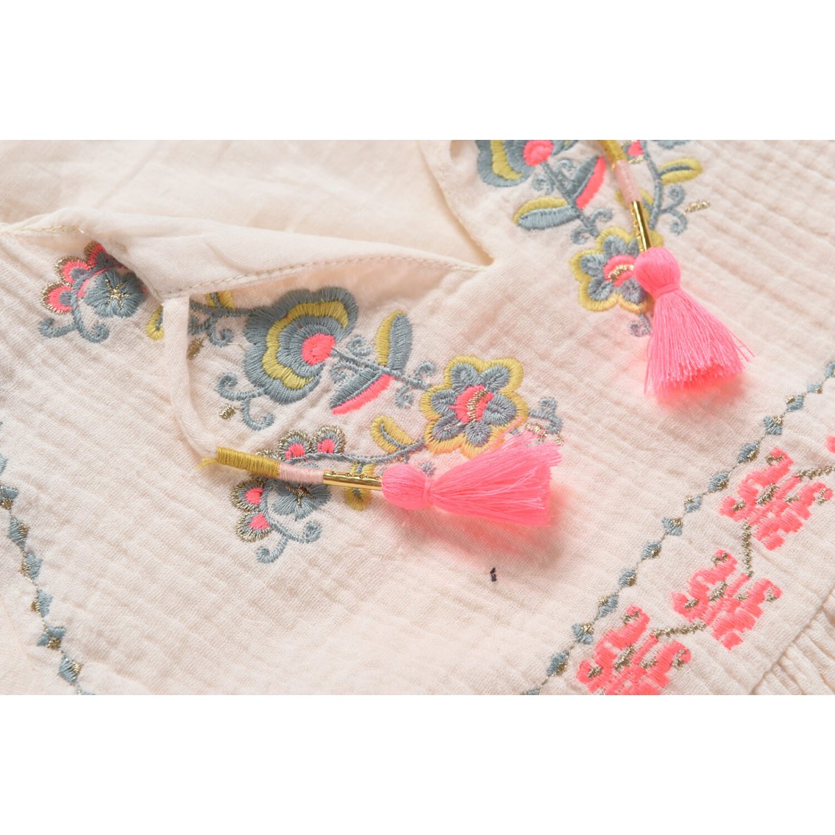Girls Cream Cotton Dress