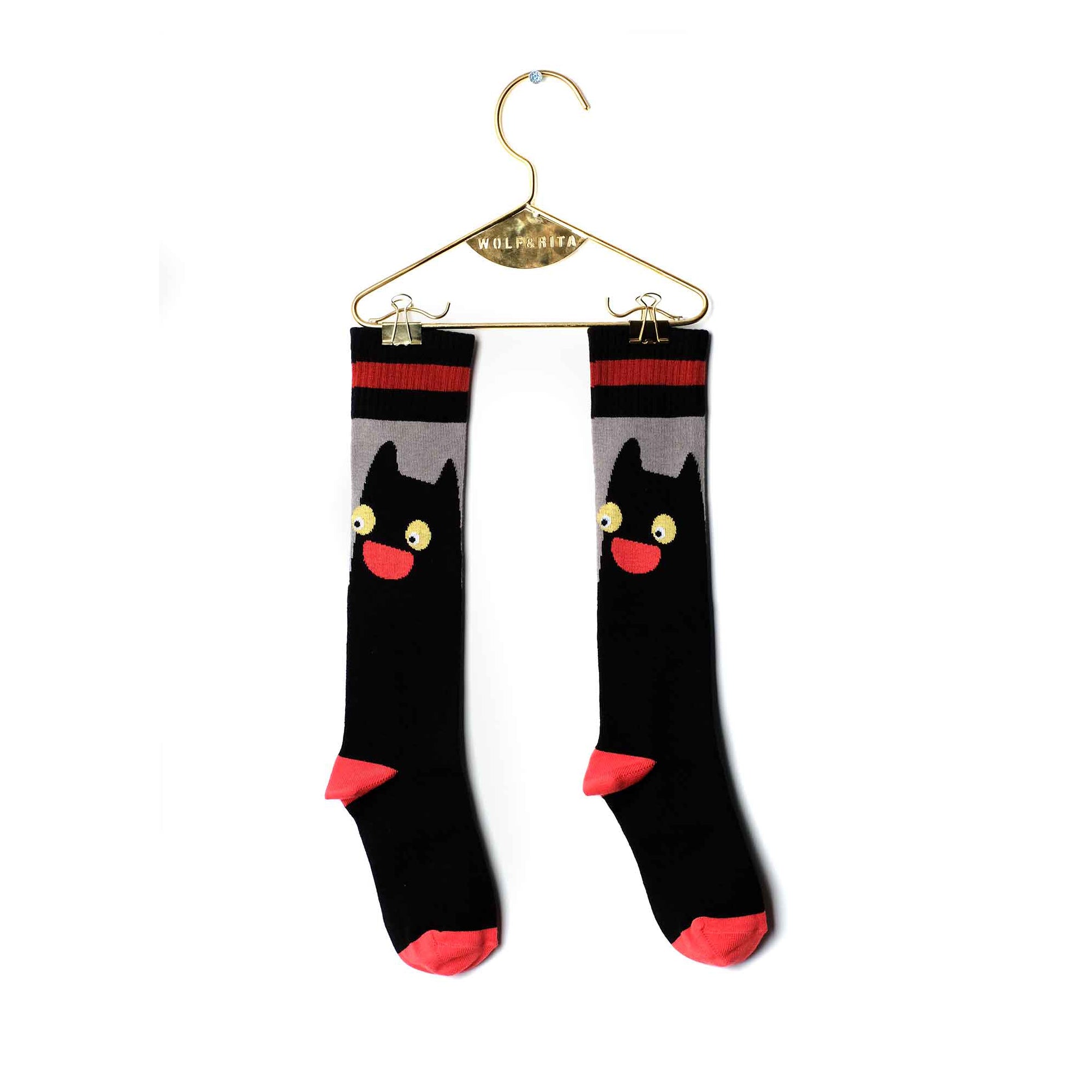 Girls Black Cotton Long Socks