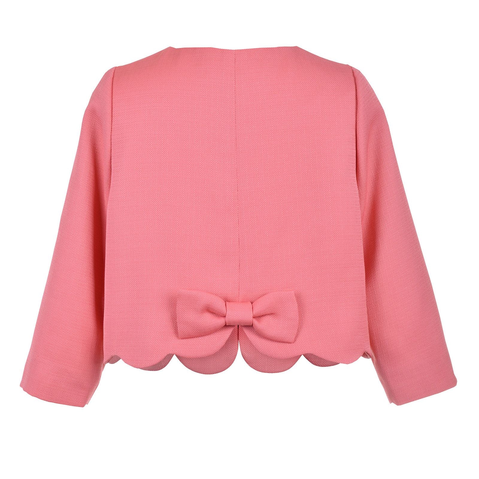 Girls Pink Cropped Scalloped Hem Jacket - CÉMAROSE | Children's Fashion Store - 2