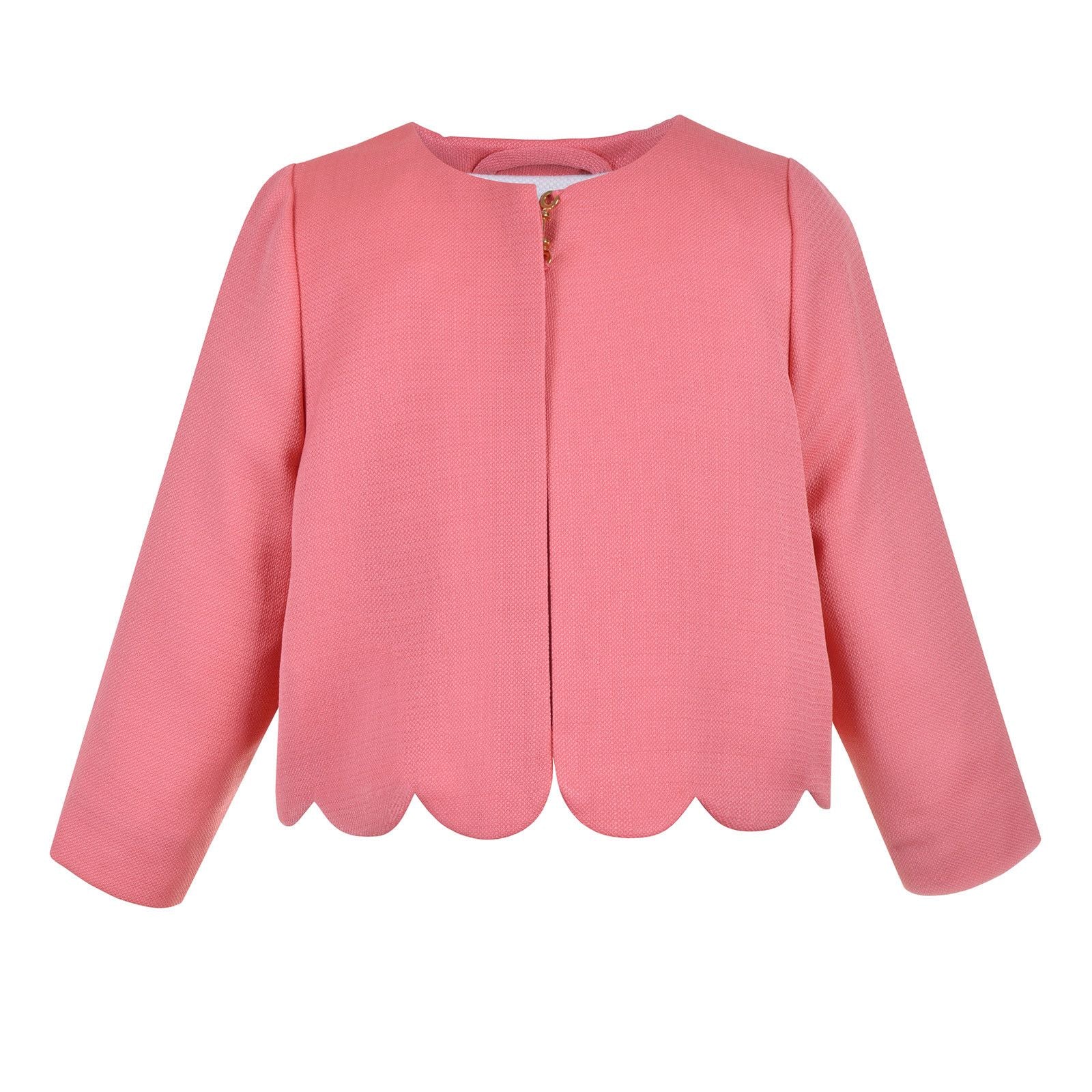 Girls Pink Cropped Scalloped Hem Jacket - CÉMAROSE | Children's Fashion Store - 1
