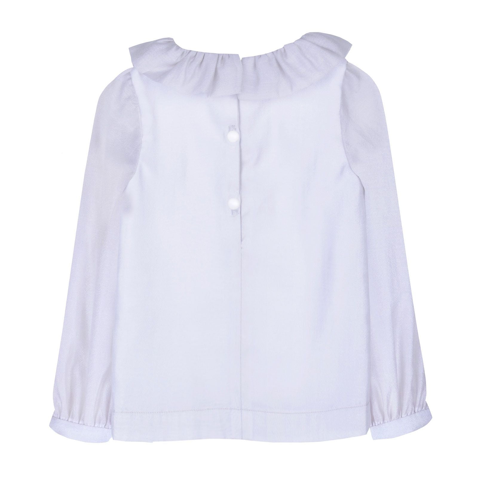 Girls Whisper White Ruffle Neck Long Sleeve Blouse - CÉMAROSE | Children's Fashion Store - 2