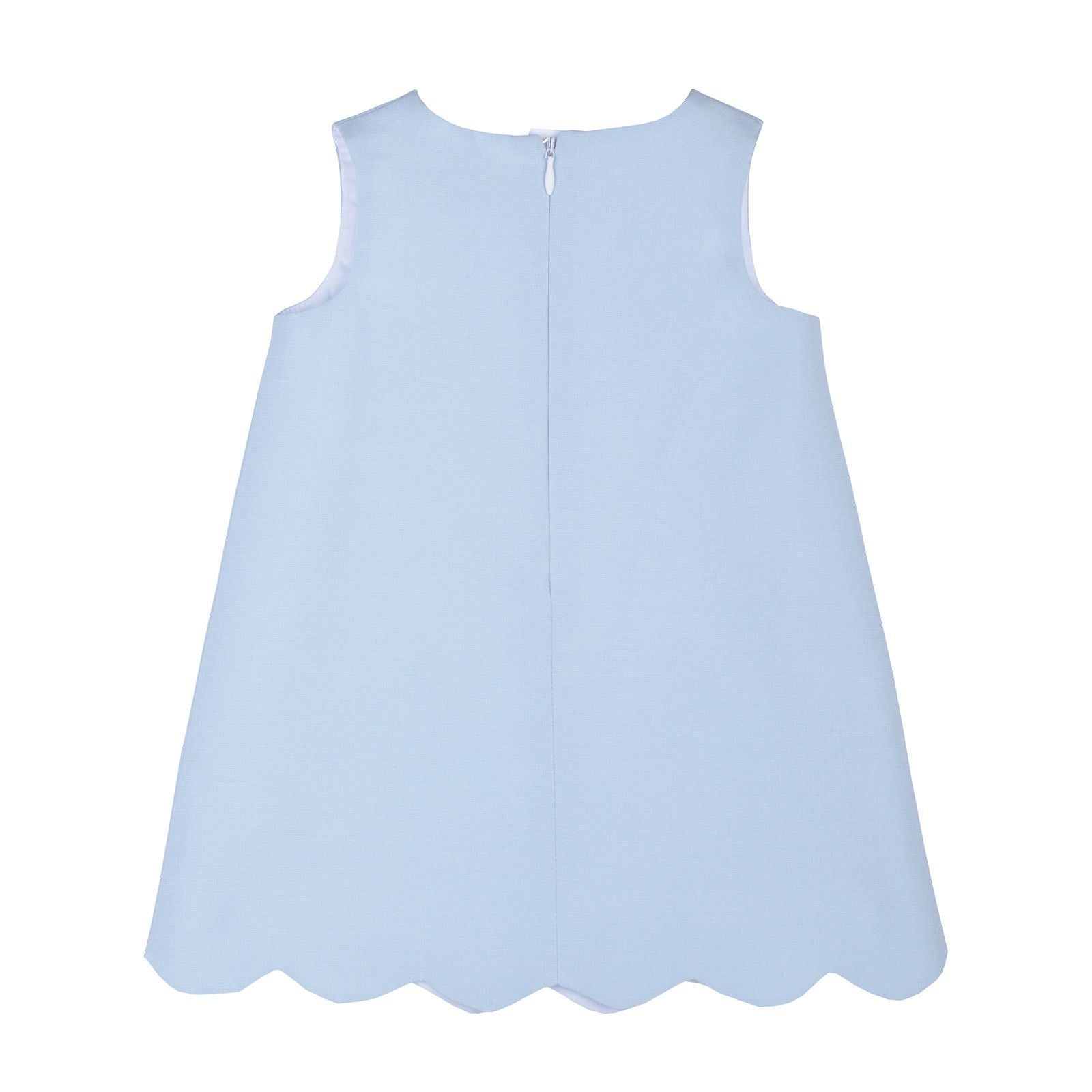 Baby Girls Powder Blue Patch Pockets Scalloped Shift Dress - CÉMAROSE | Children's Fashion Store - 2