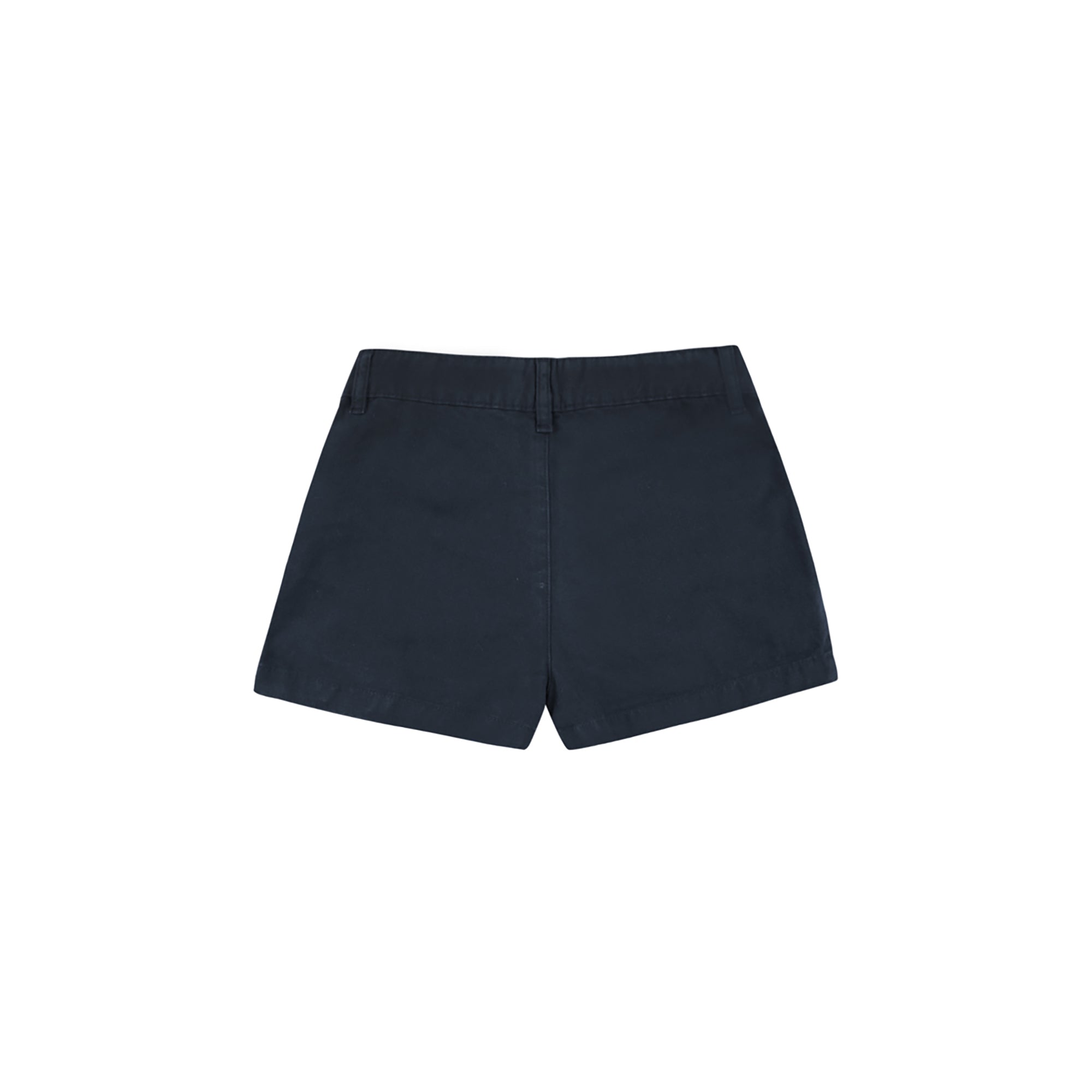 Girls Navy Cotton Pleat Shorts
