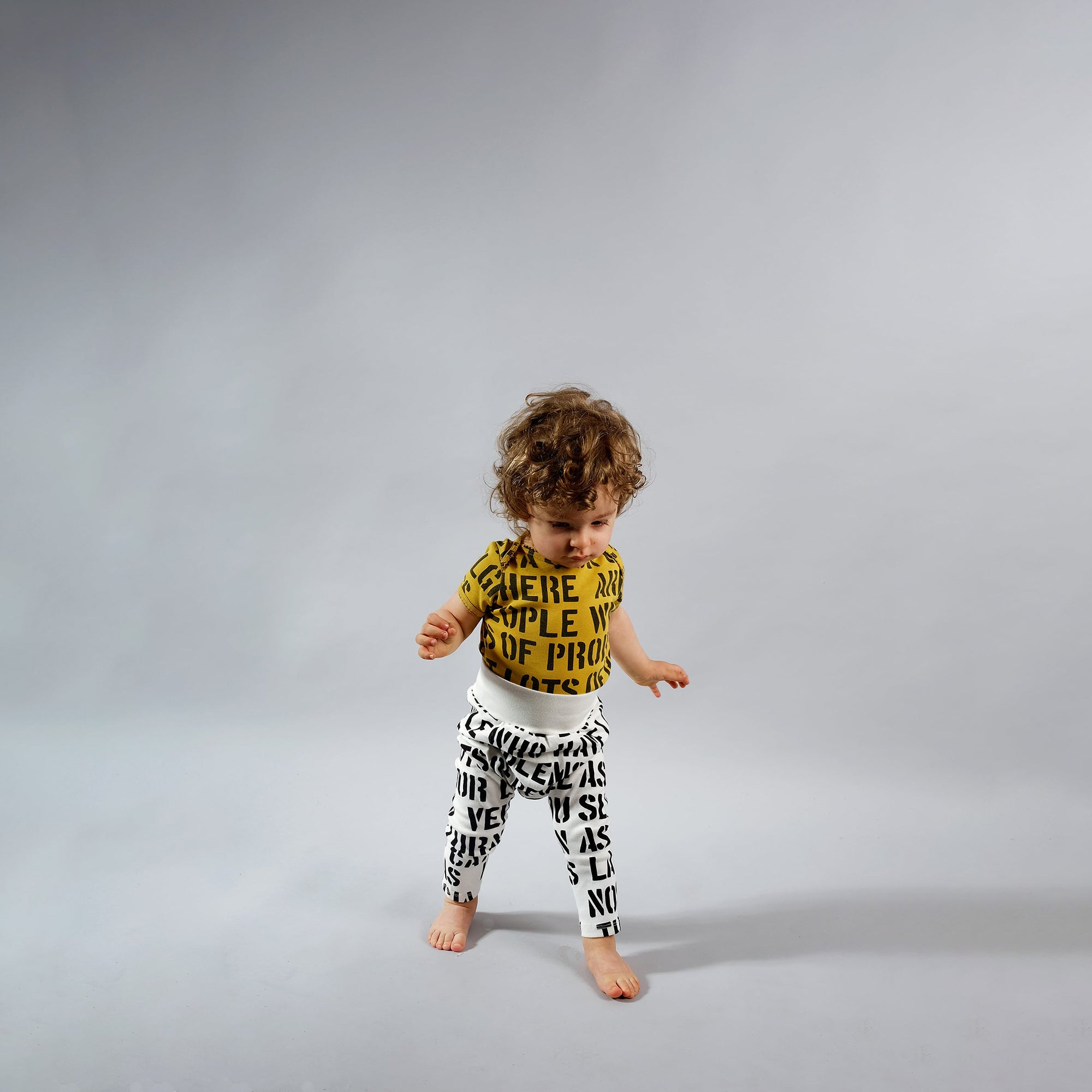 Baby White Printed Cotton Leggings