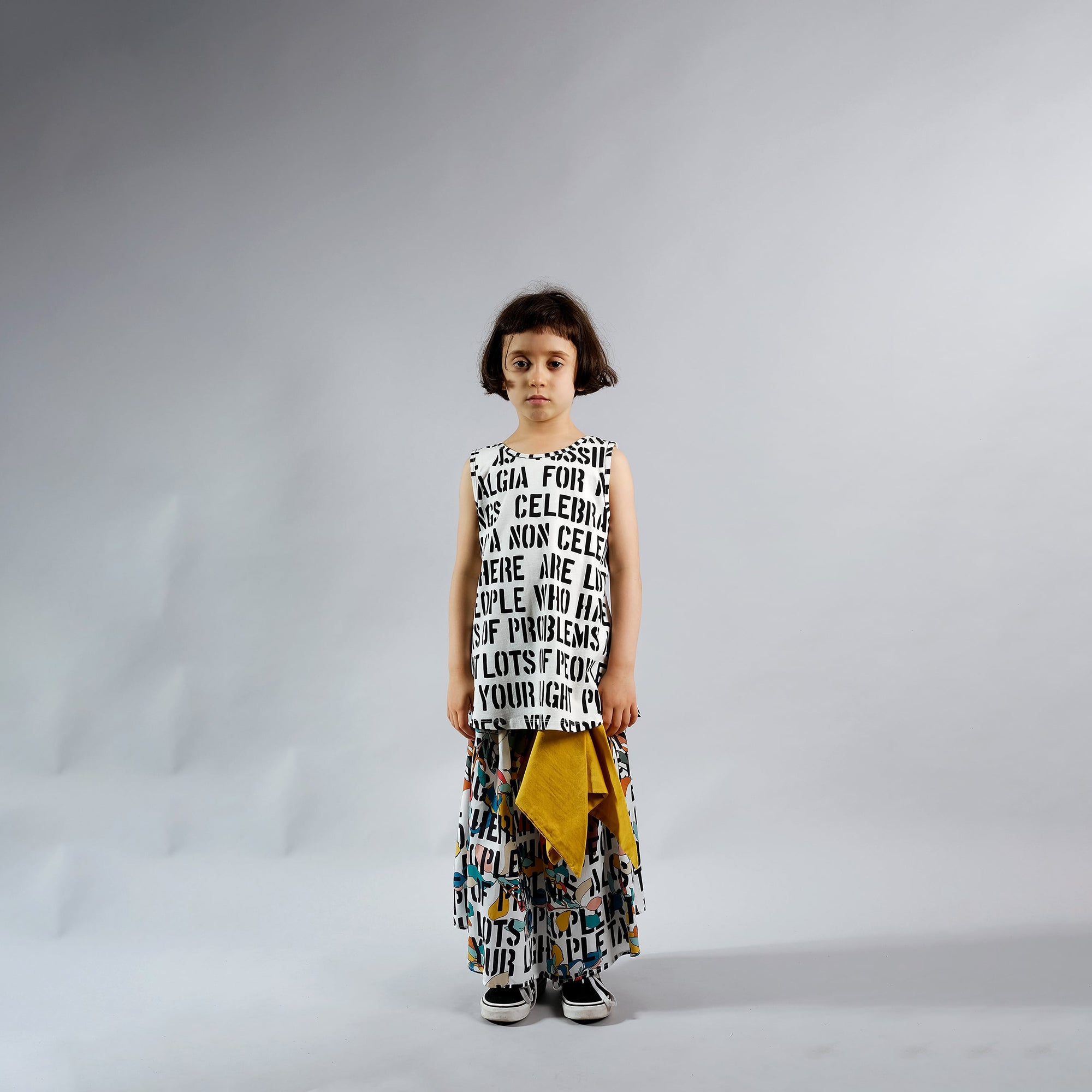 Girls White Printed Cotton T-Shirt