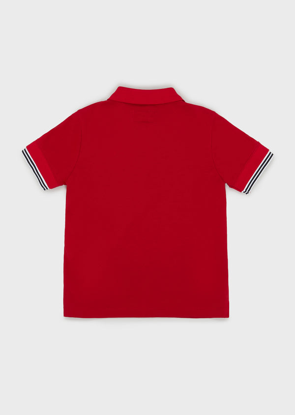 Boys Red Cotton Polo Shirt