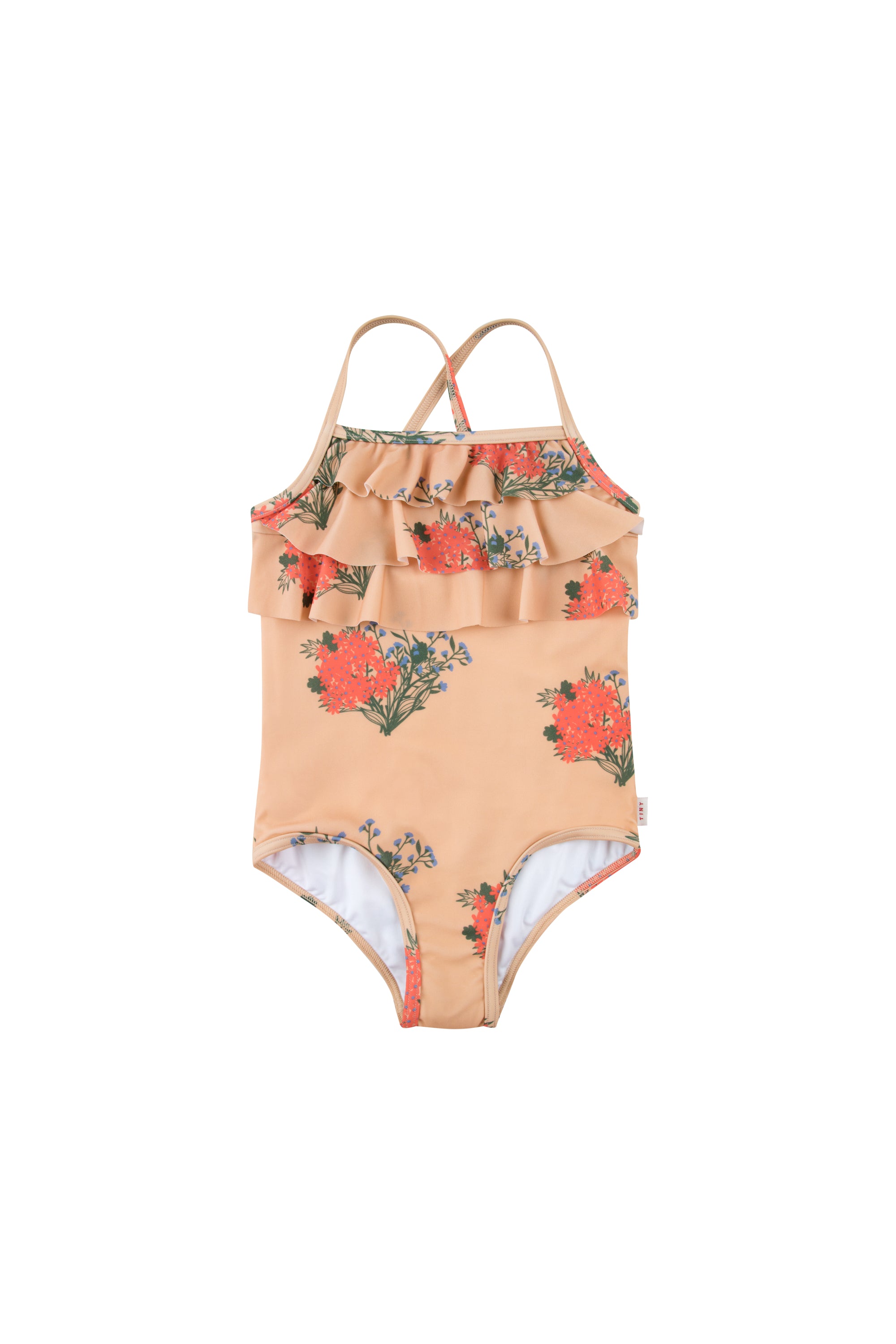 Girls Light Yellow Flowers Swimsuit