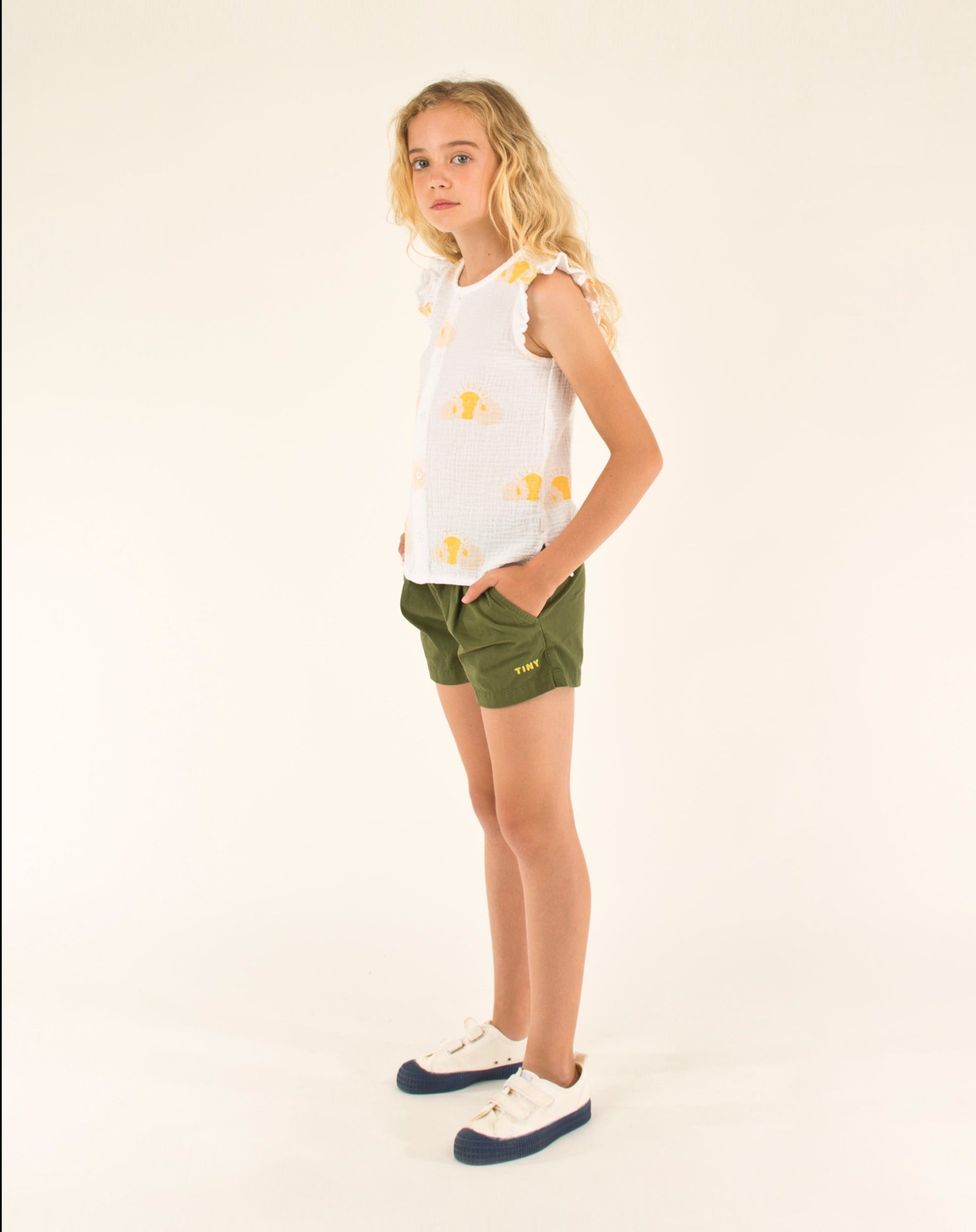 Boys & Girls Dark Green Tiny Cotton Shorts