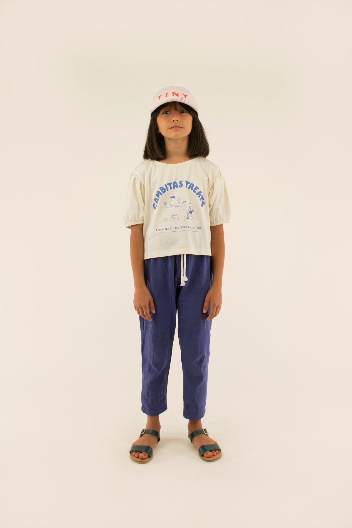 Girls White Printing Cotton T-Shirt