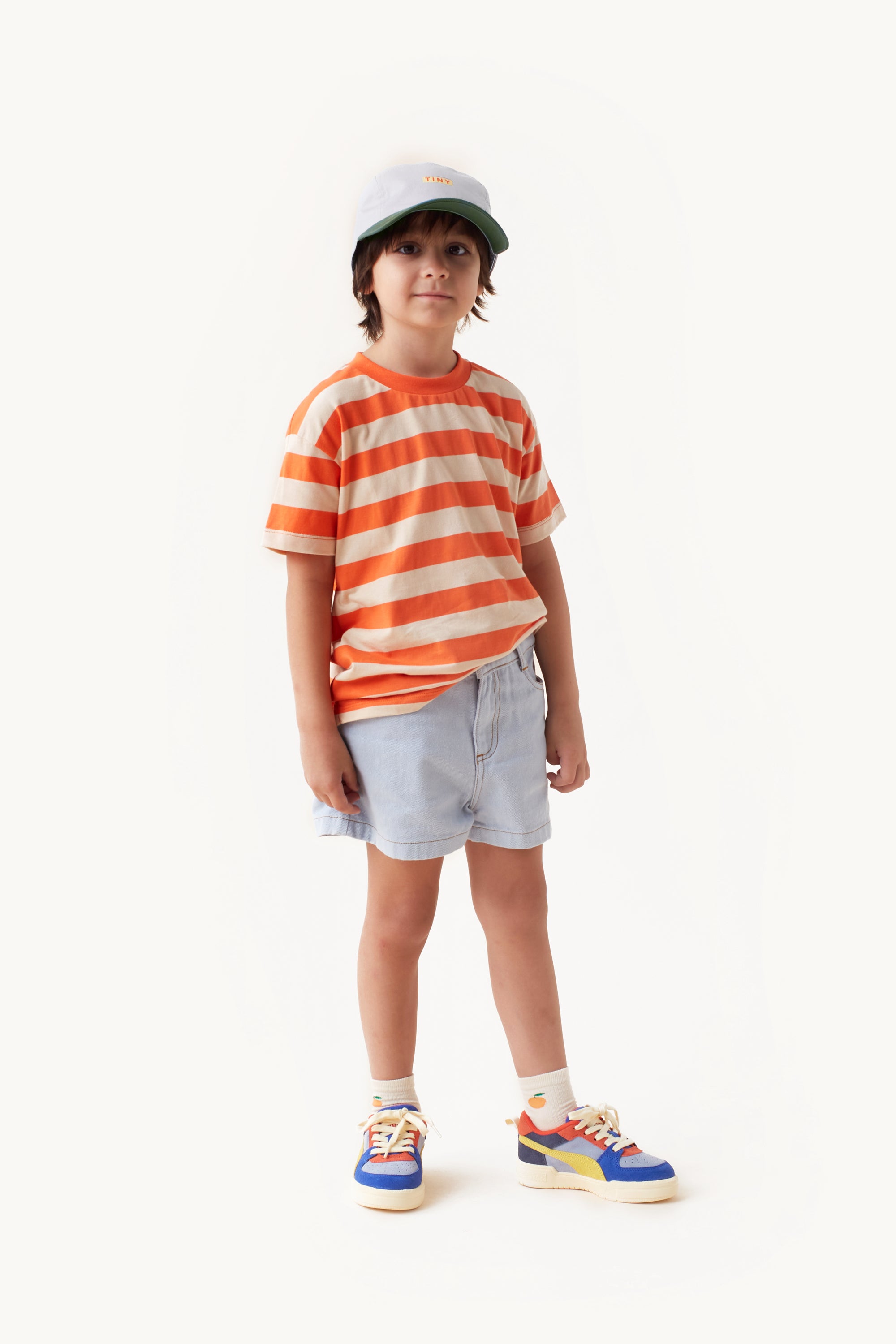 Boys & Girls Orange Stripe Cotton T-Shirt