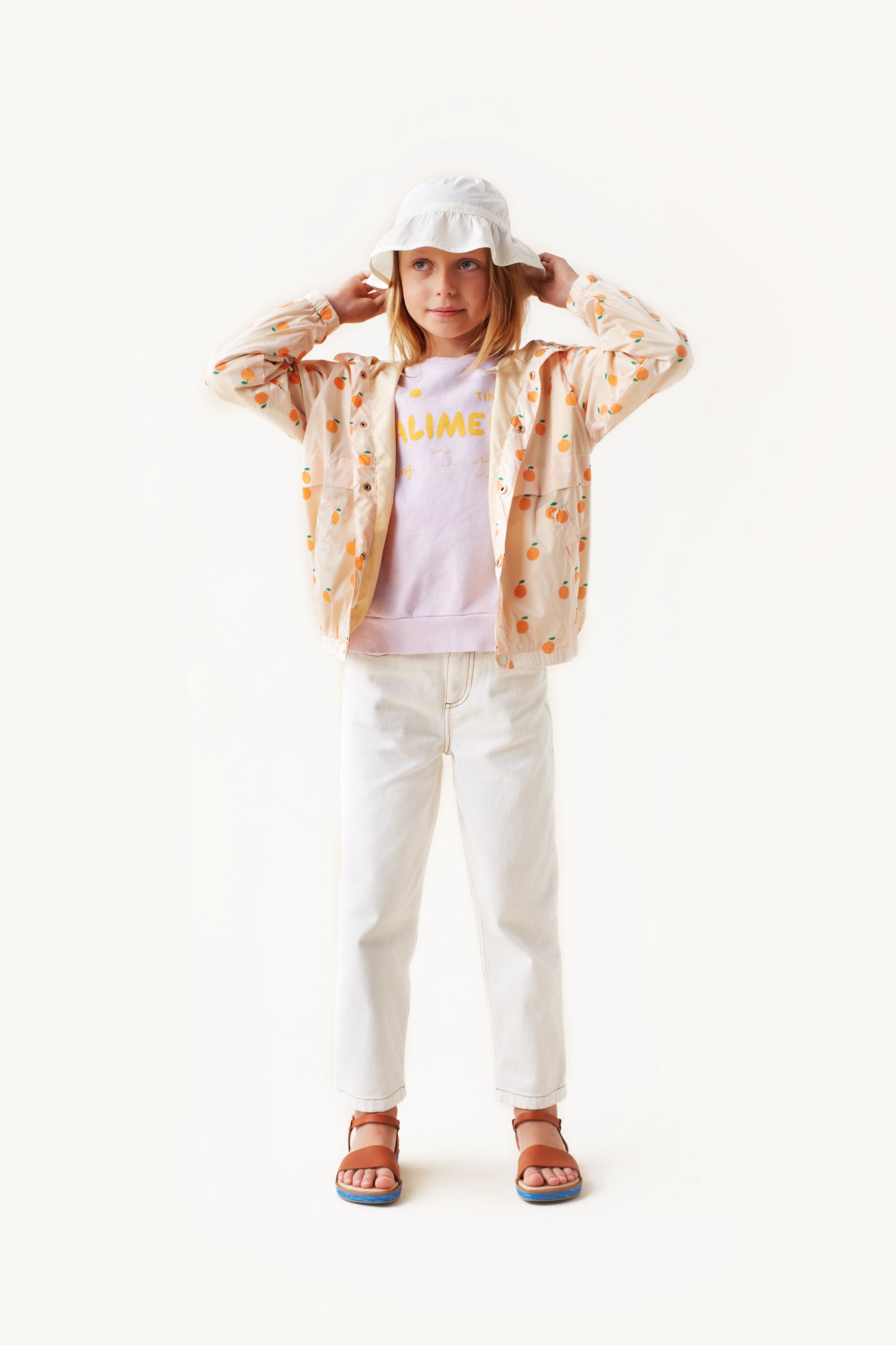 Girls White Orange Top