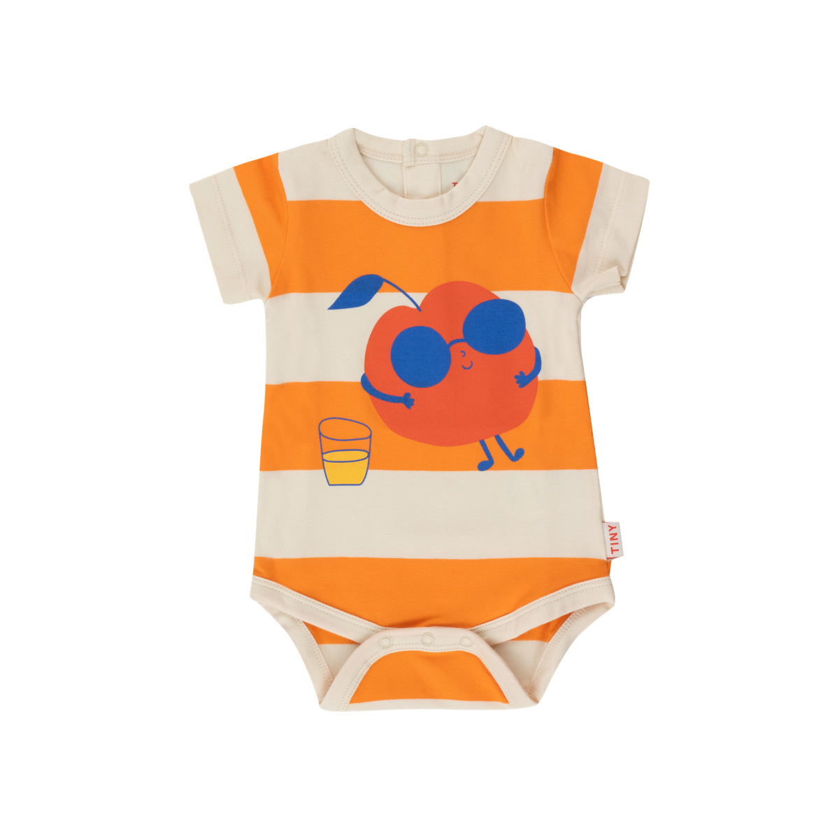 Baby Boys & Girls Orange Printed Cotton Babysuit