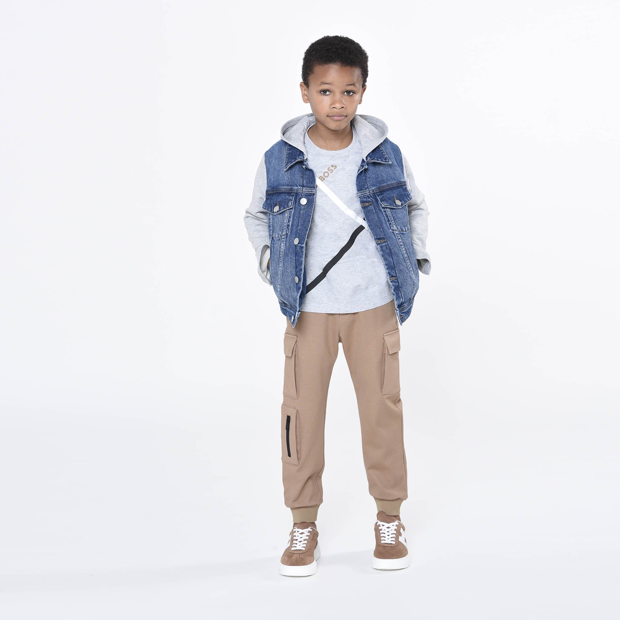 Boys Grey Logo Cotton T-Shirt