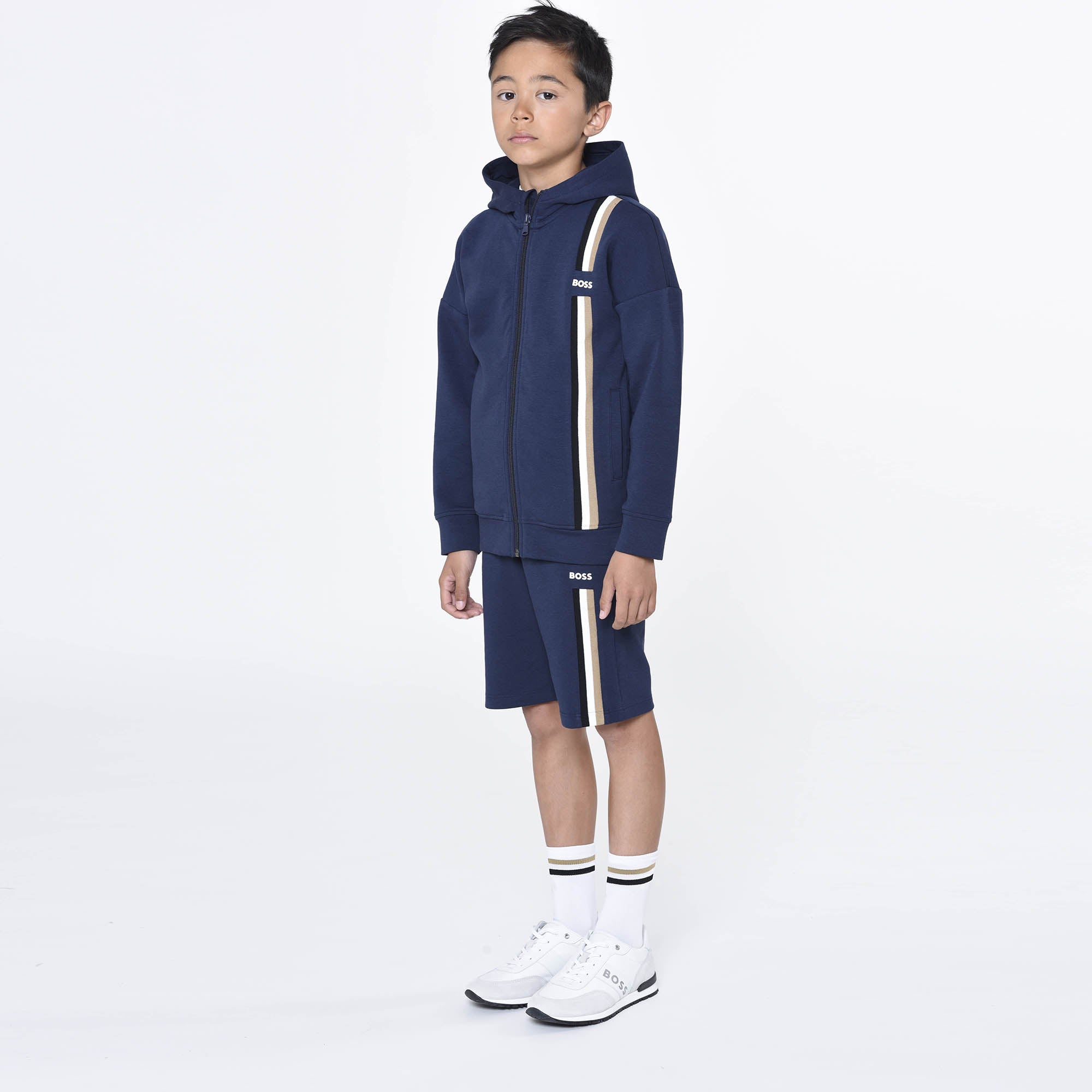 Boys Navy Logo Cotton Shorts