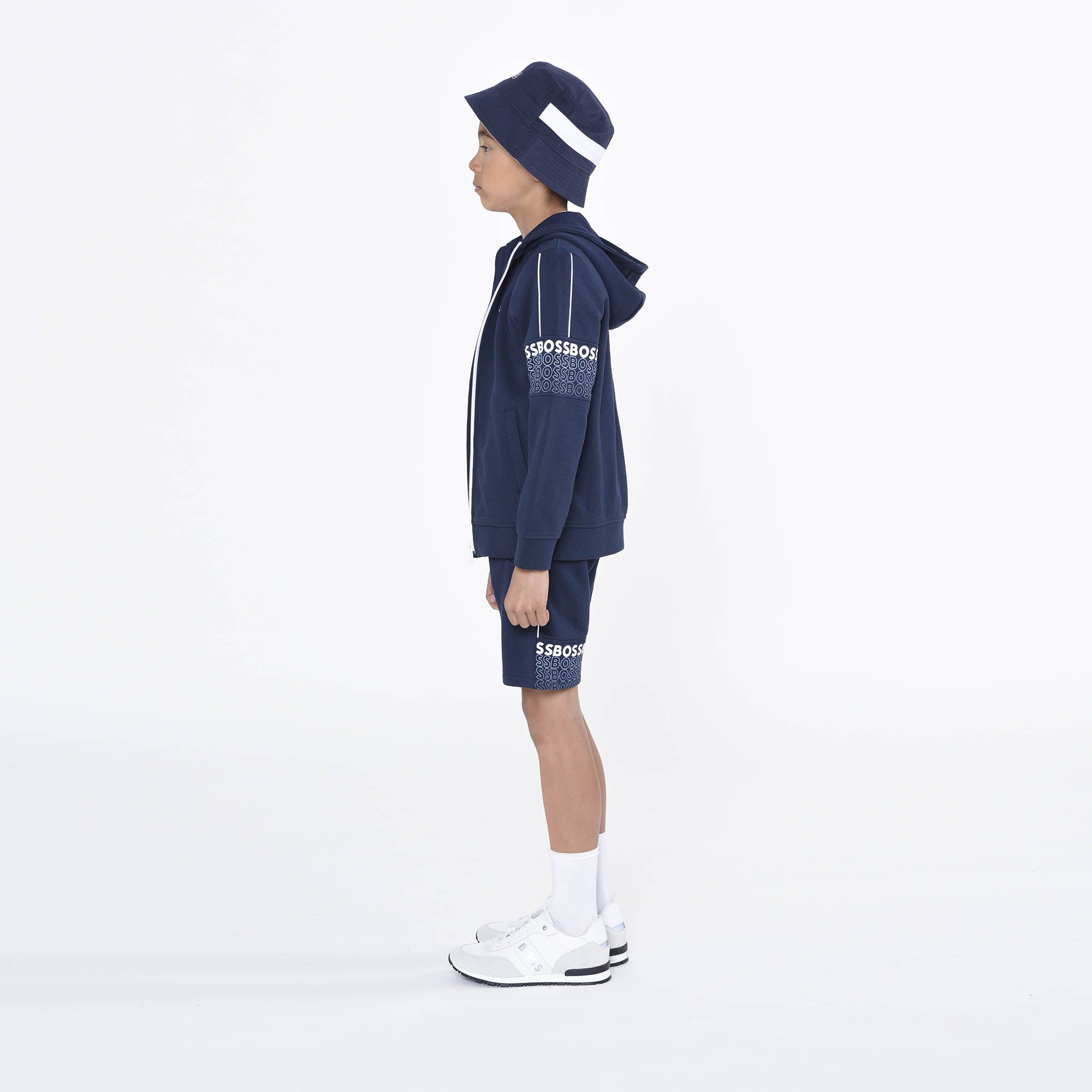 Boys Navy Logo Cotton Bucket Hat