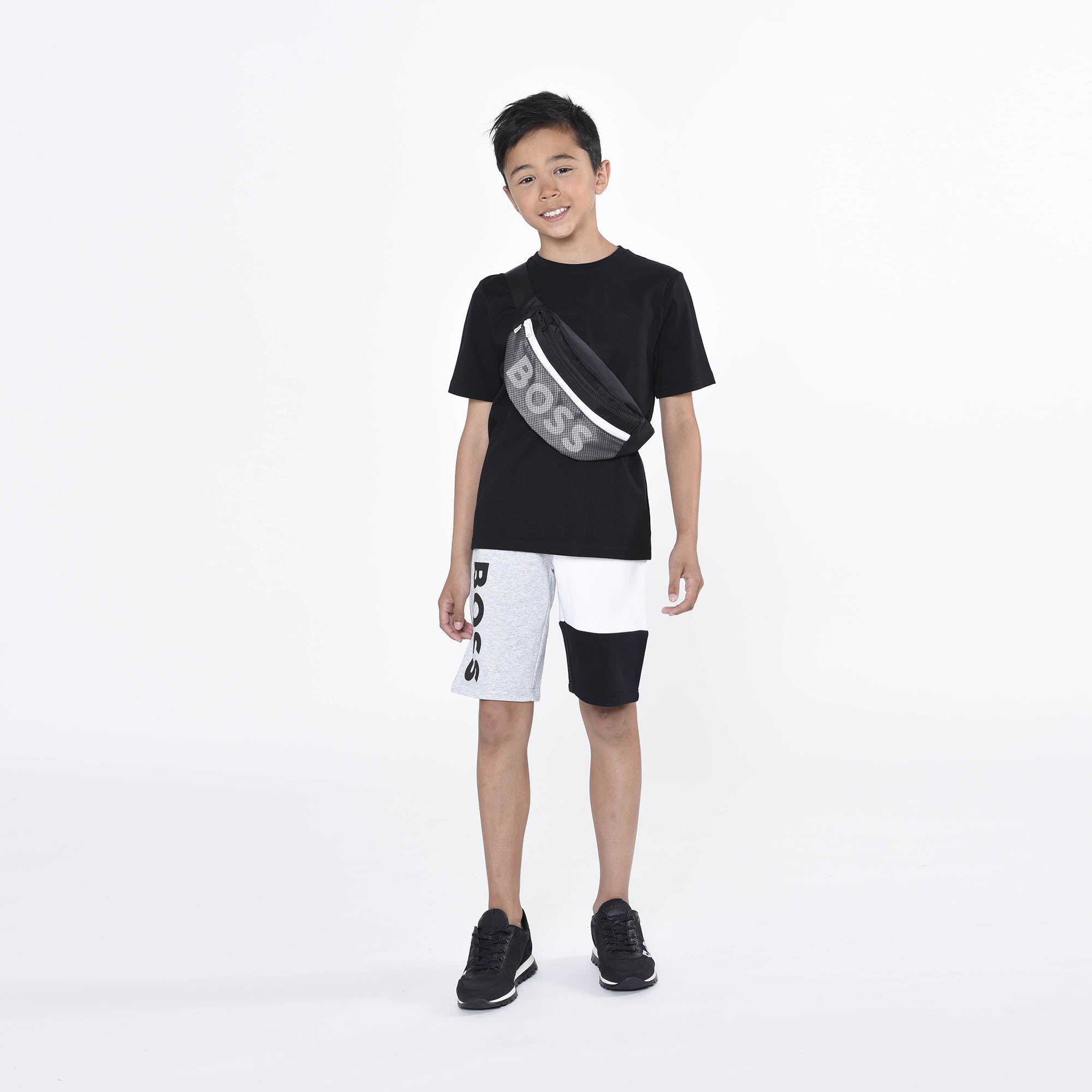 Boys Grey Logo Cotton Shorts