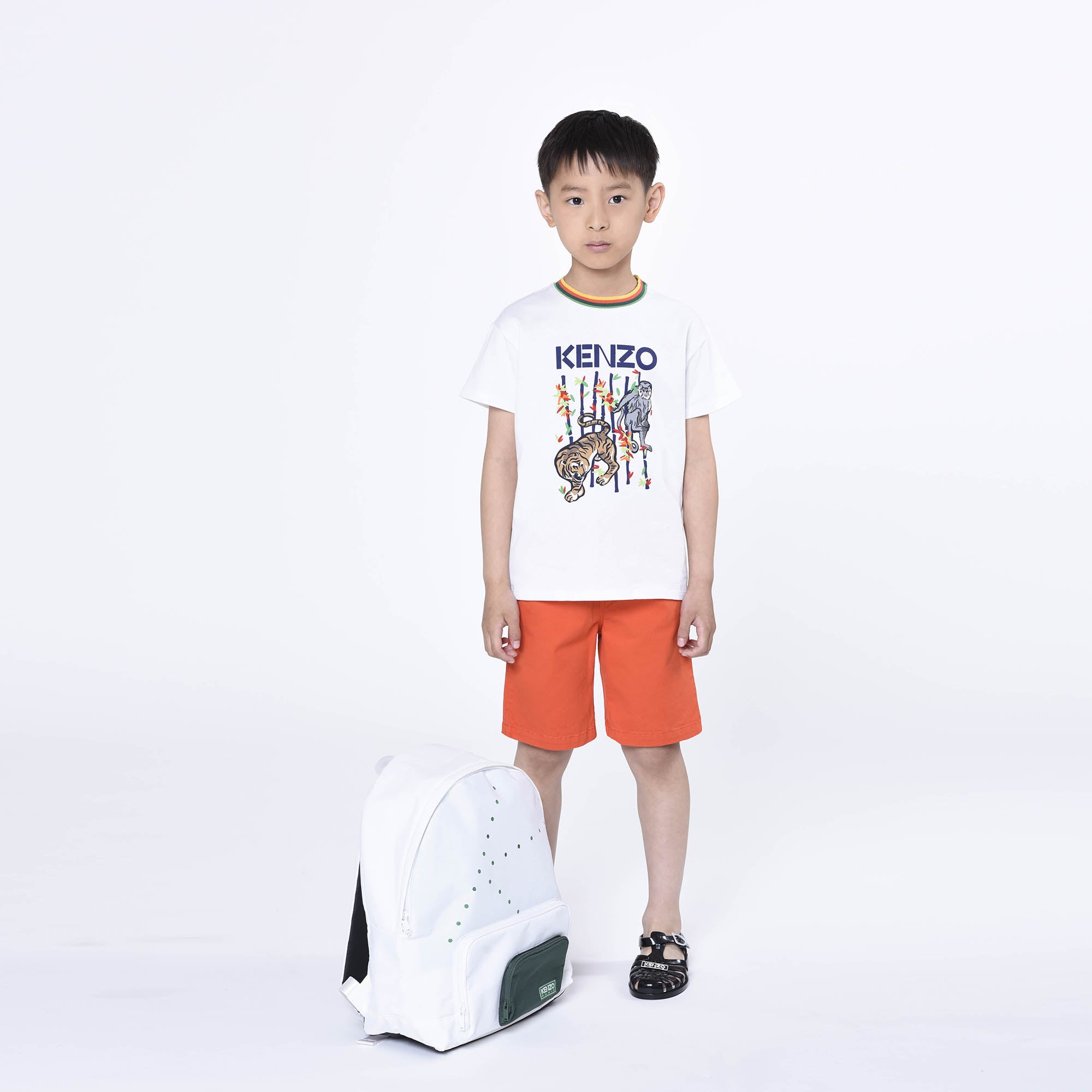 Boys White Logo Cotton T-Shirt