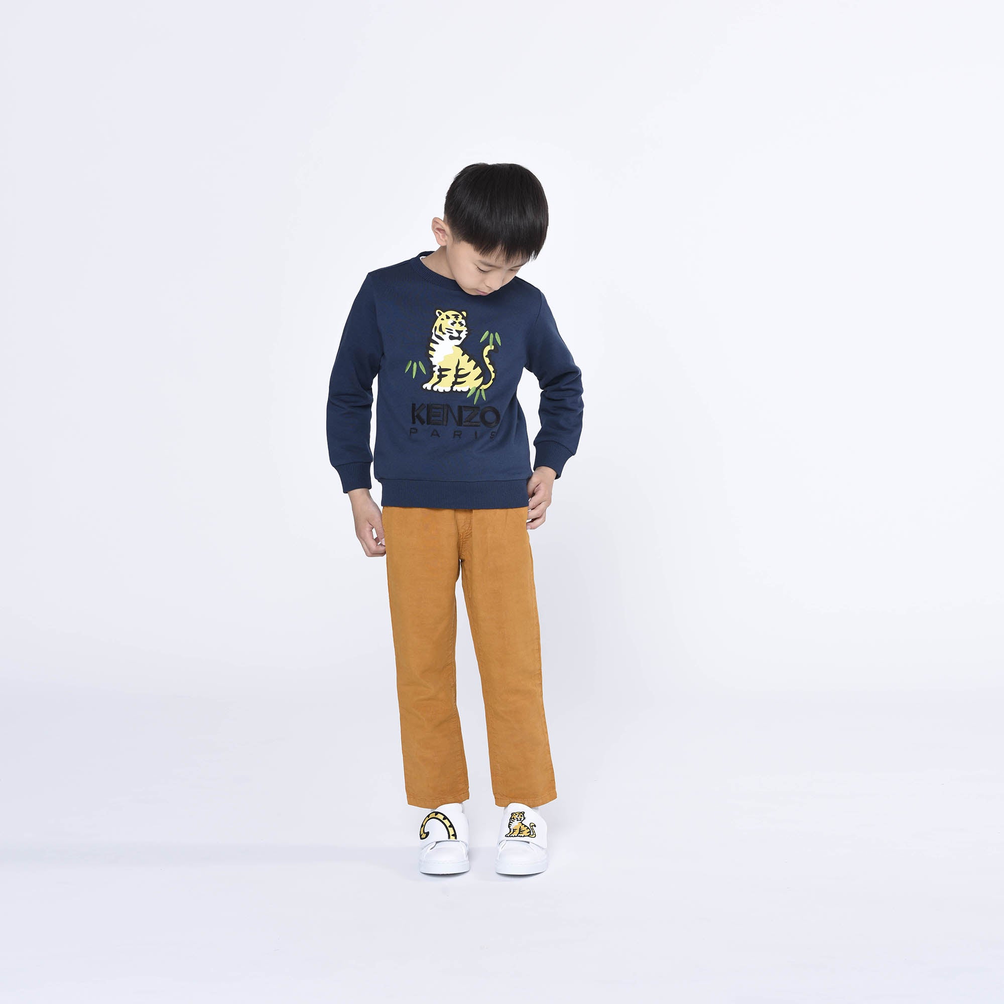 Boys Navy Printed Cotton Sweatshirt