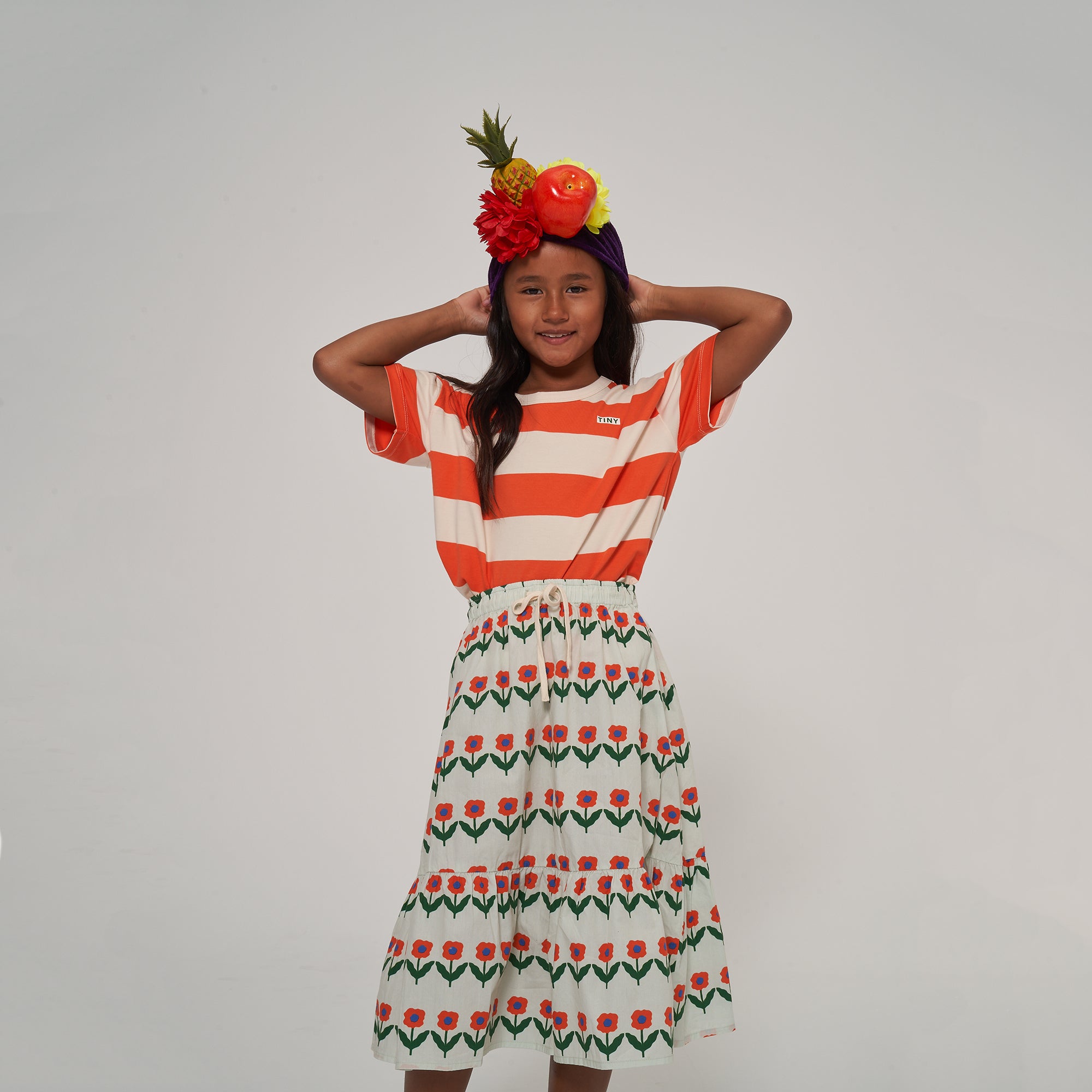 Boys & Girls Orange Stripes Cotton T-Shirt