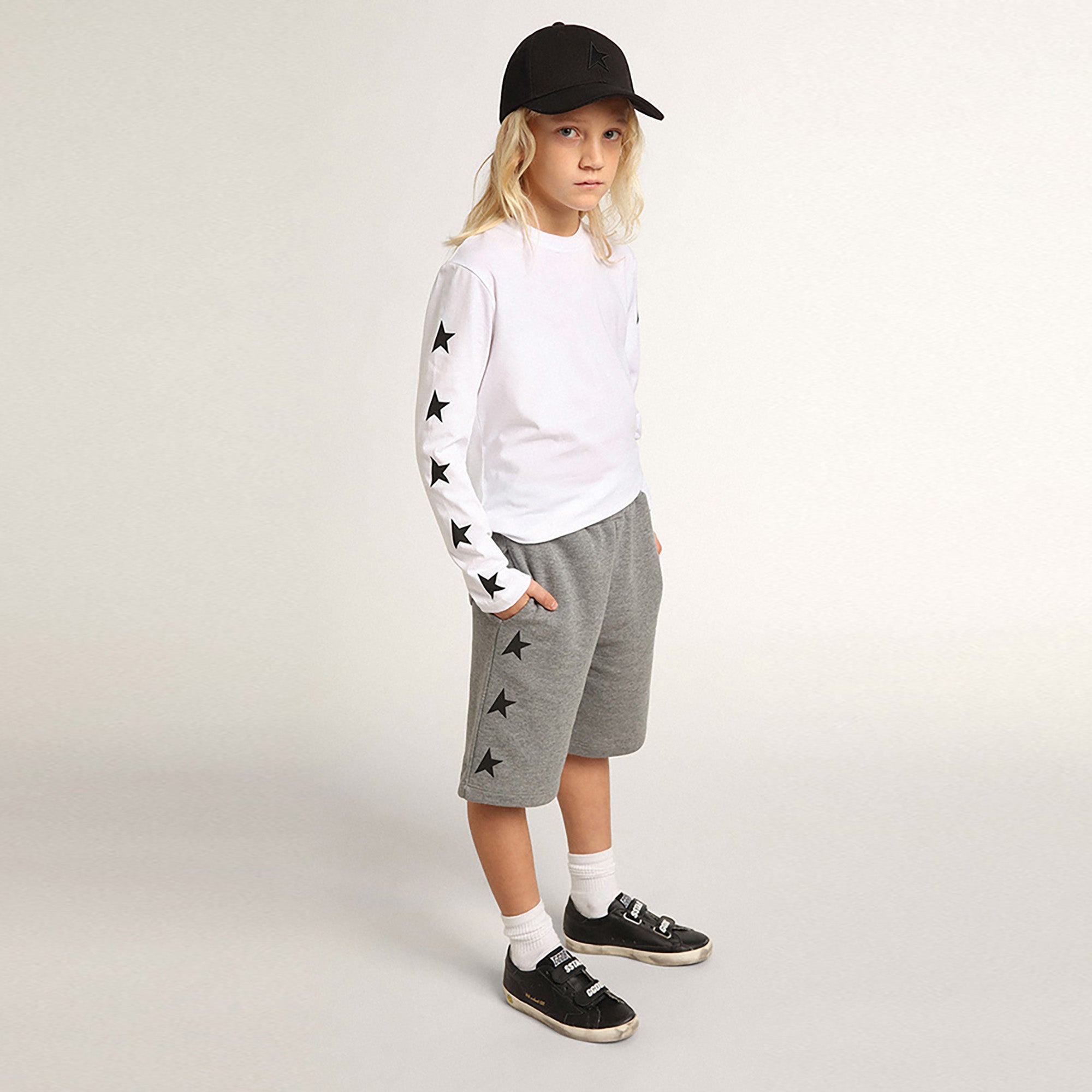 Boys & Girls White Star Cotton T-Shirt